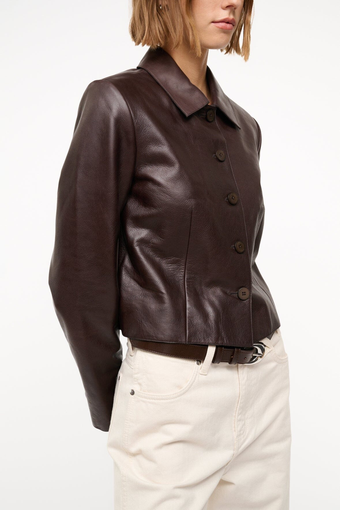 STAUD LEATHER MARINO JACKET TIRAMISU - 5