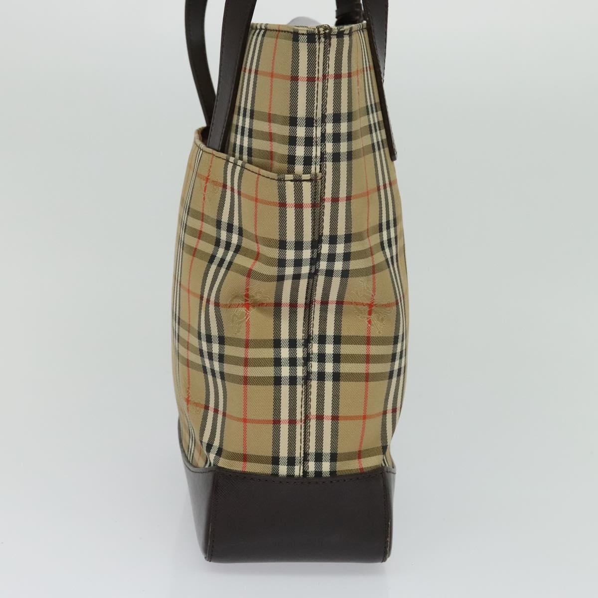 Burberry Nova Check Shoulder Bag Canvas Leather Beige Brown Gold - 4