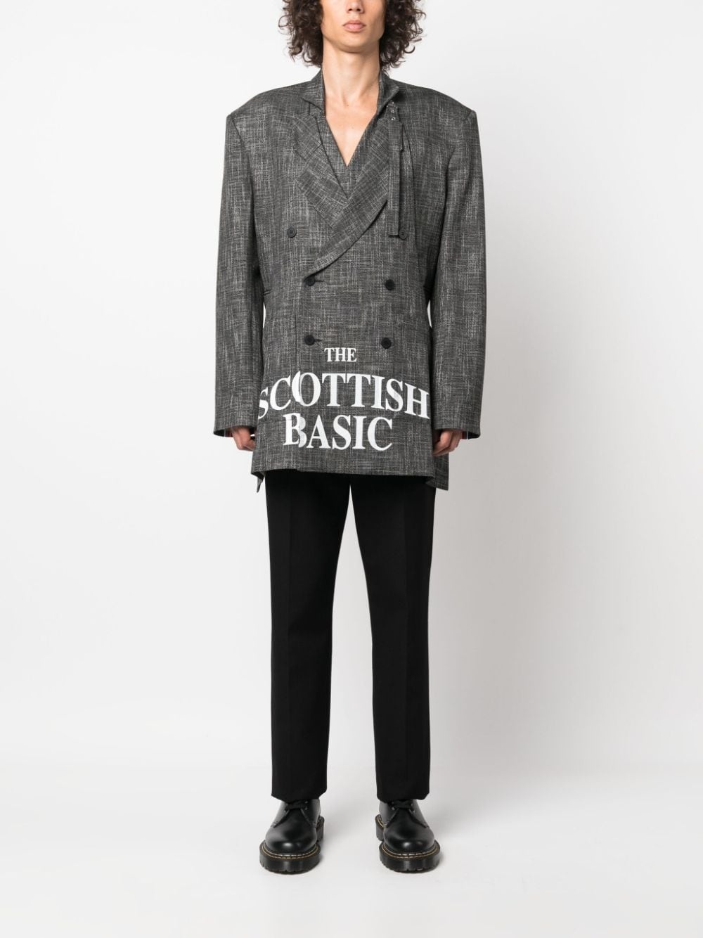 detachable-apron double-breasted blazer - 2