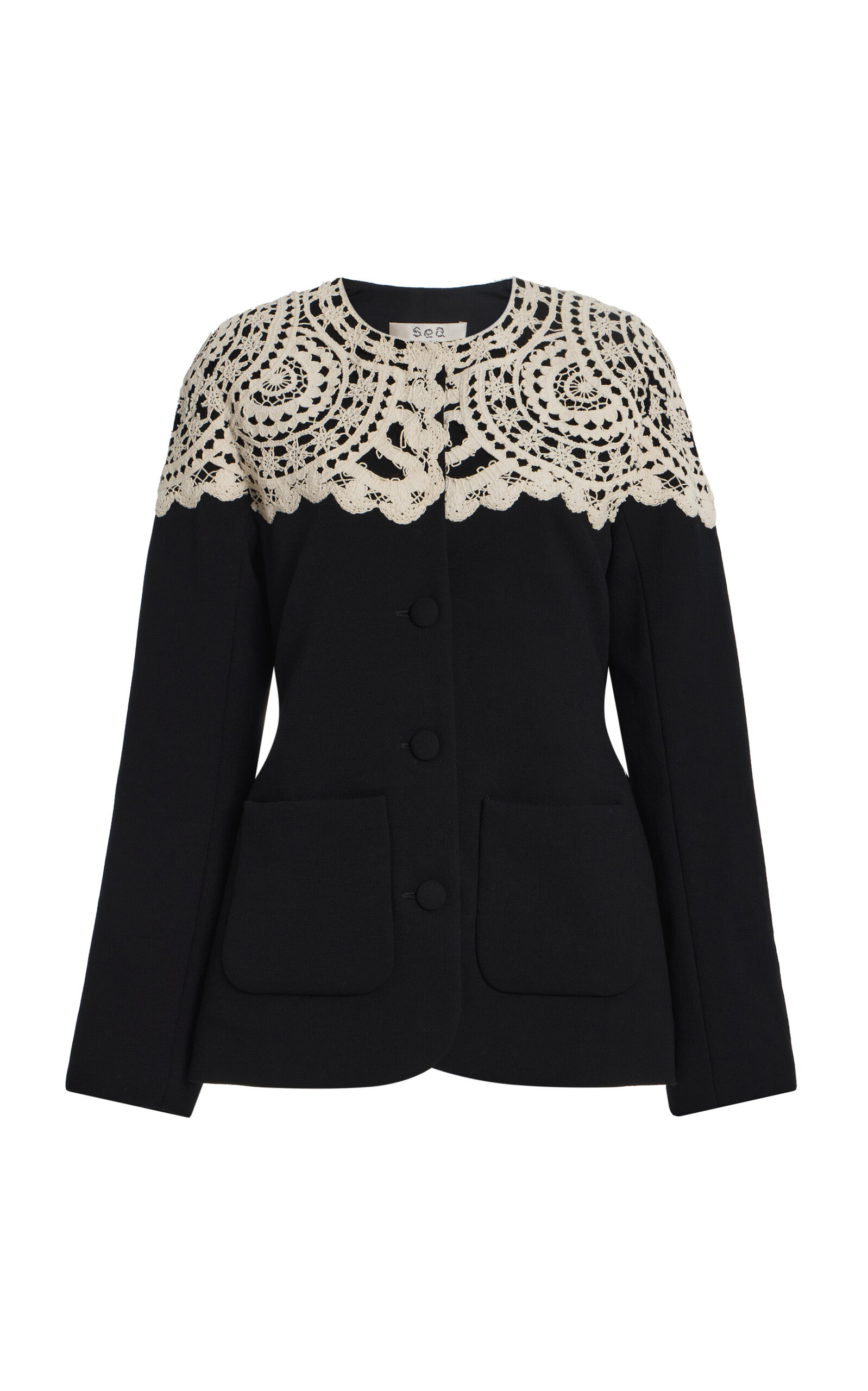 Nara Crochet-Detailed Wool Jacket black - 1