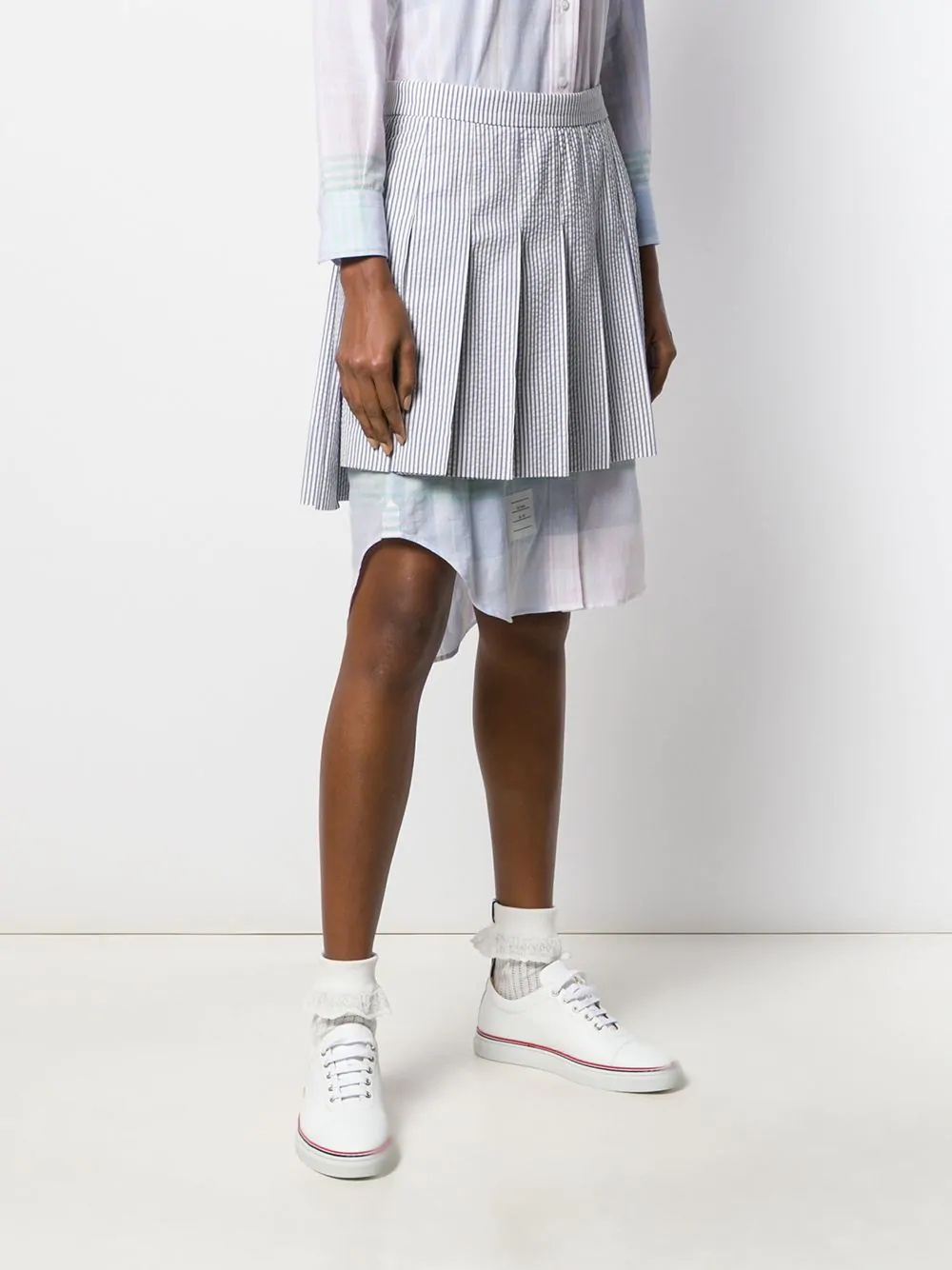 seersucker pleated miniskirt - 3