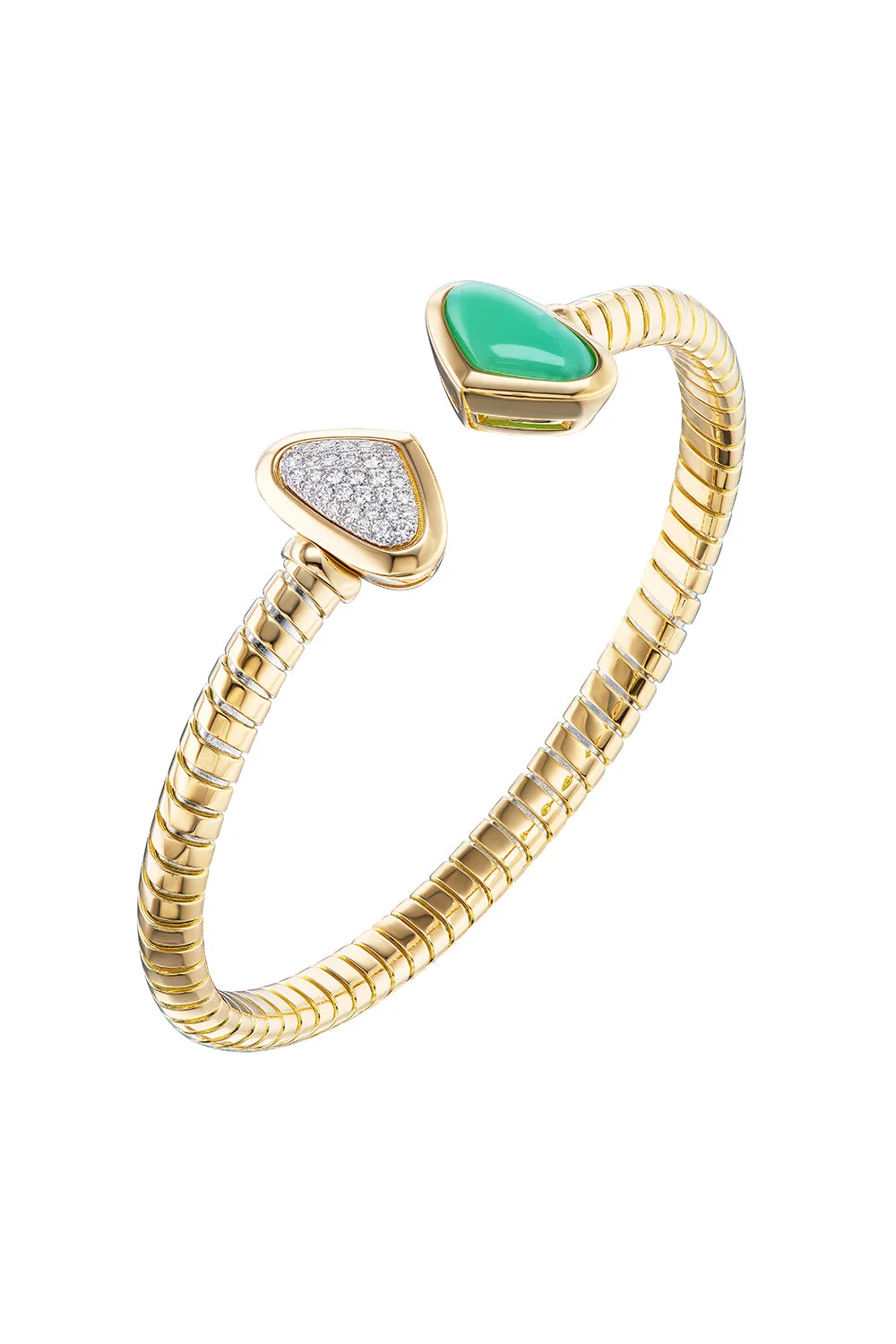 Chrysoprase Diamond Trisolina Bracelet - 1