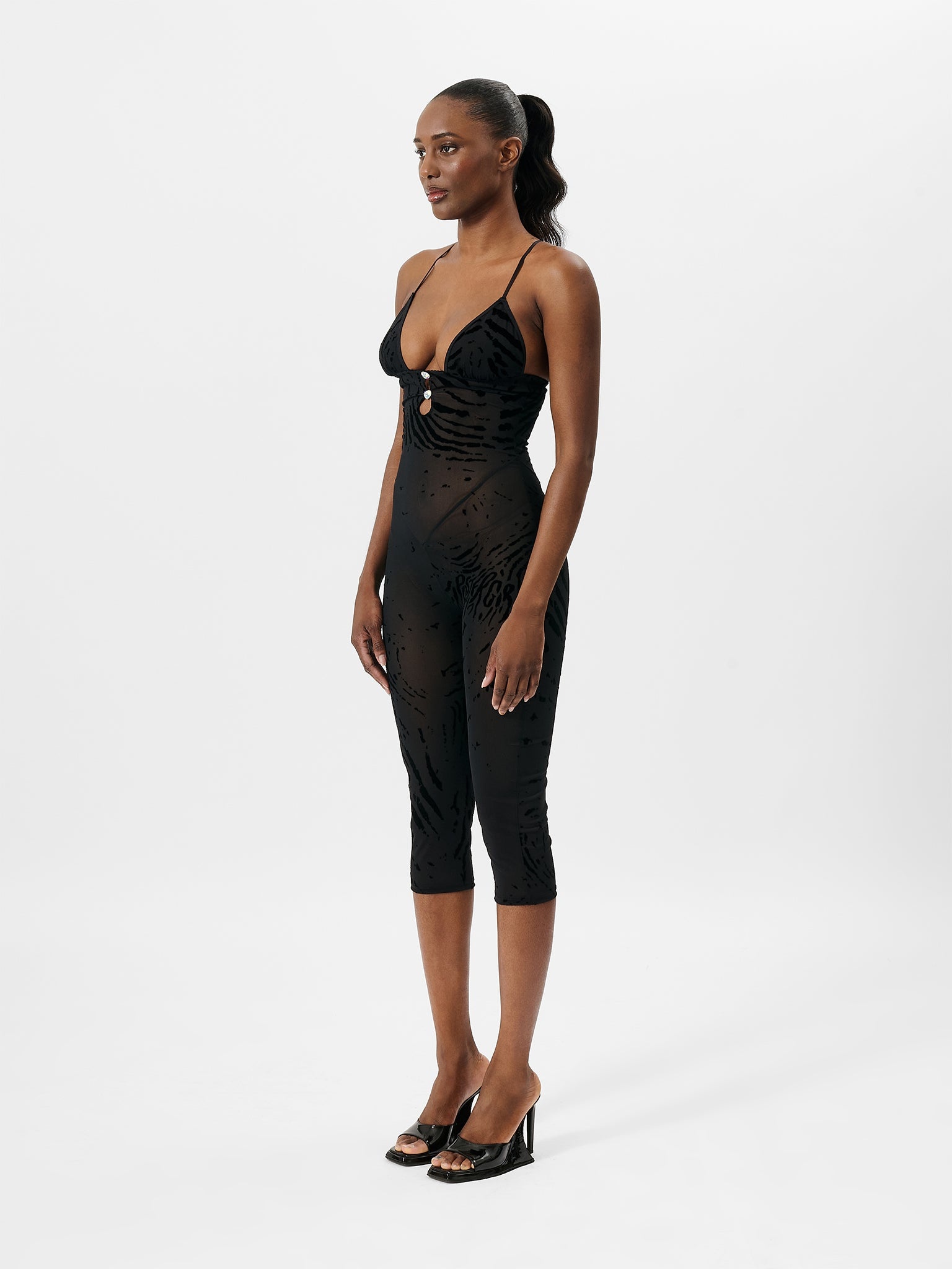 SCARLETT PEDAL PUSHER JUMPSUIT BLACK ZEBRA PRINT - 5
