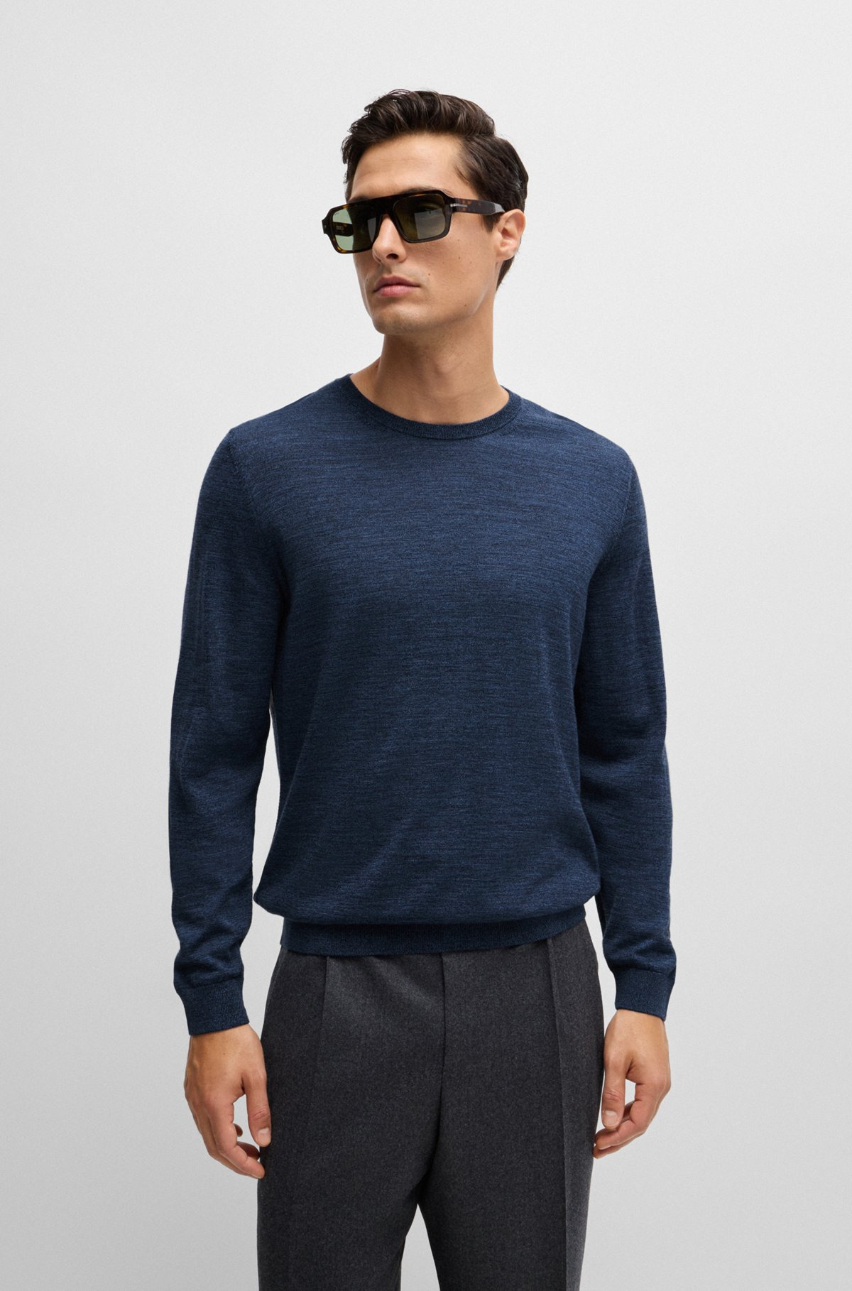 REGULAR-FIT SWEATER IN MERINO WOOL WITH CREW NECKLINE - 2