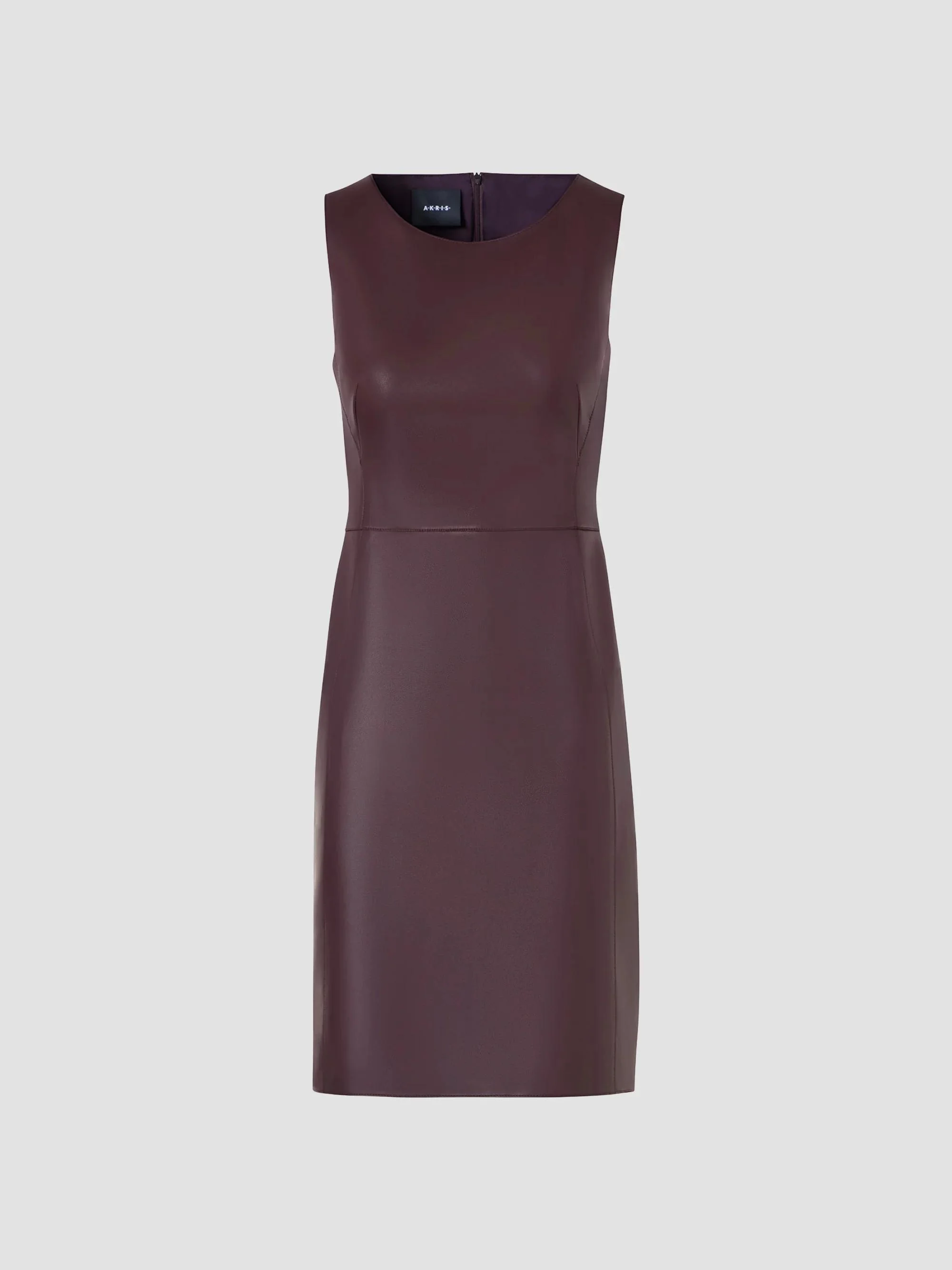 Women's Nappa Leather Mini Sheath Dress - Merlot - 1