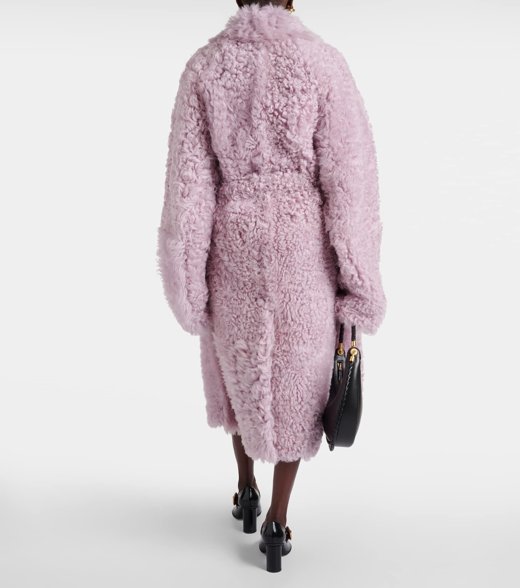 Oversized shearling wrap coat - 3