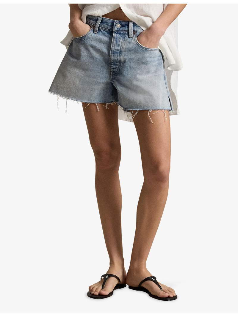 Raw-Hem High-Rise Denim Shorts 3