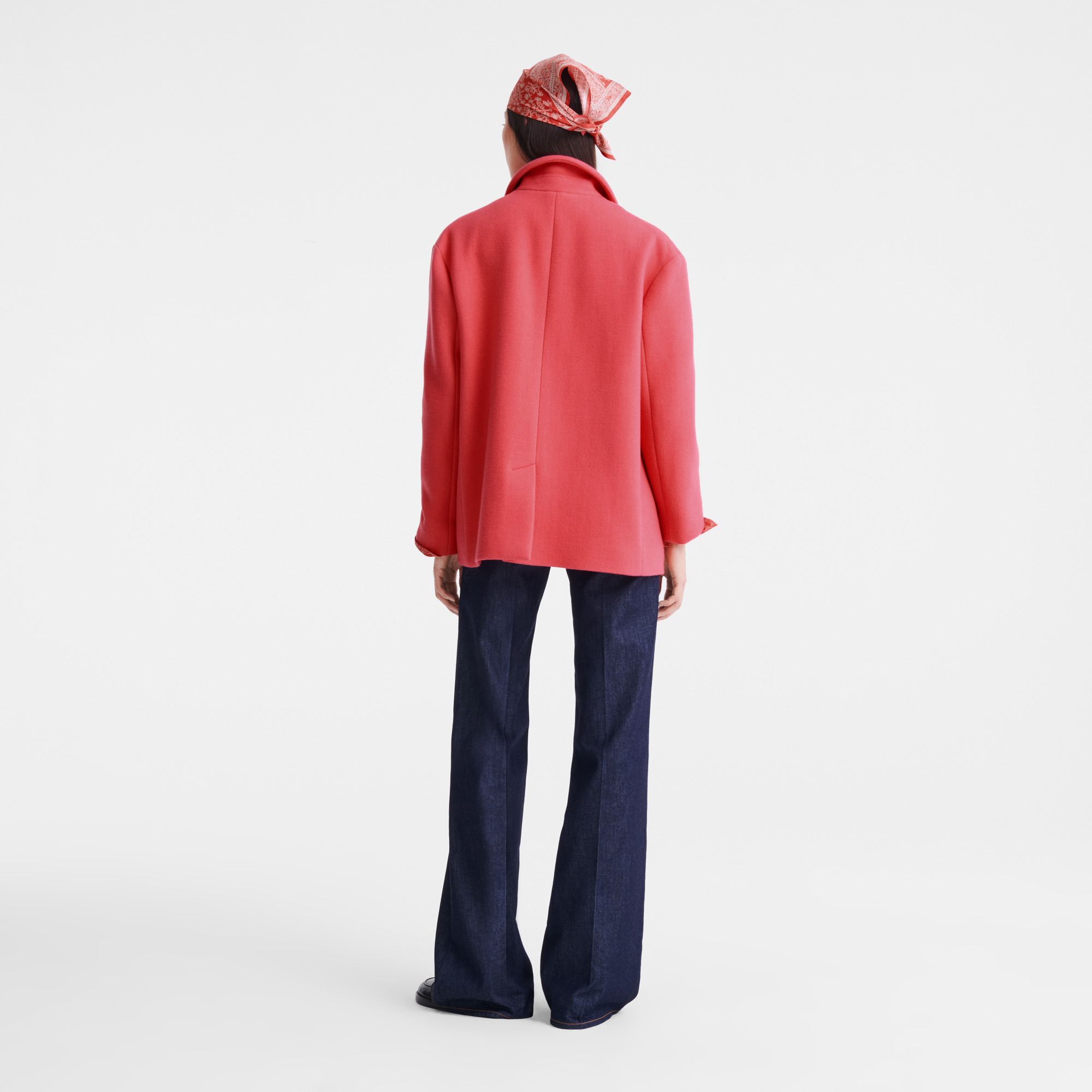 Straight peacoat Blush - Wool broadcloth - 3