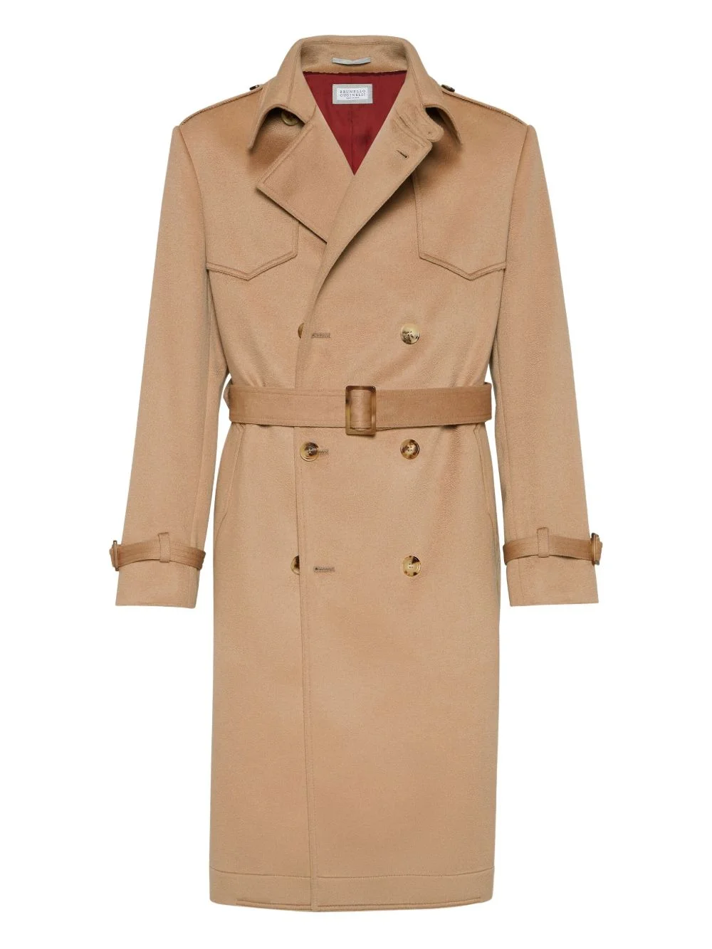 double-breasted cashmere coat - 1