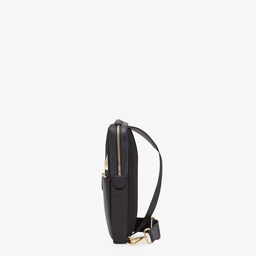 Black nylon one-shoulder backpack - 2