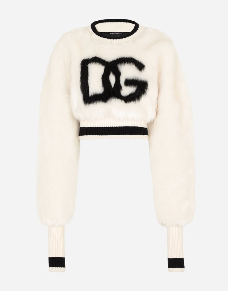 Faux fur sweatshirt with DG intarsia - 3