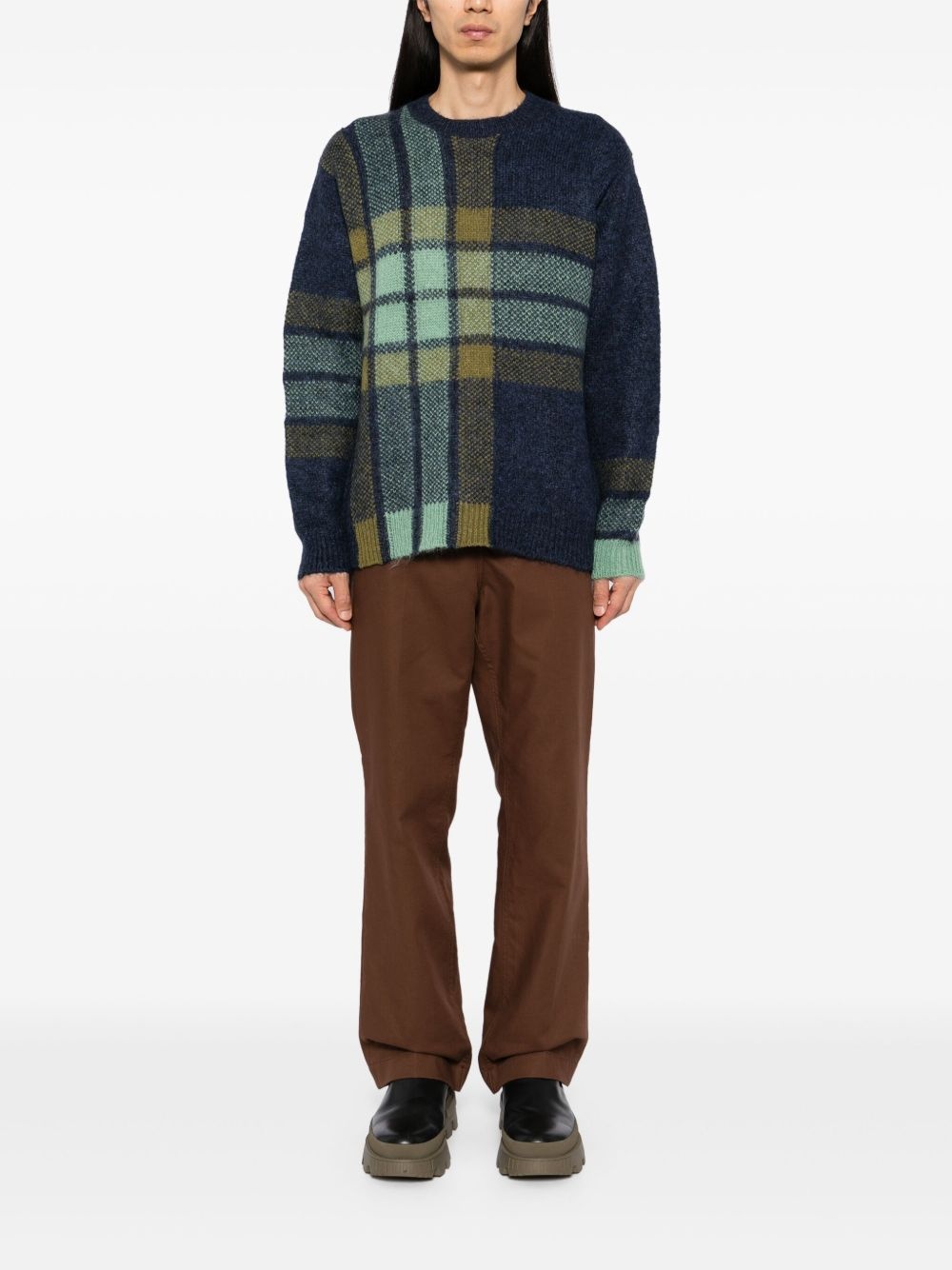 graphic check intarsia jumper - 2