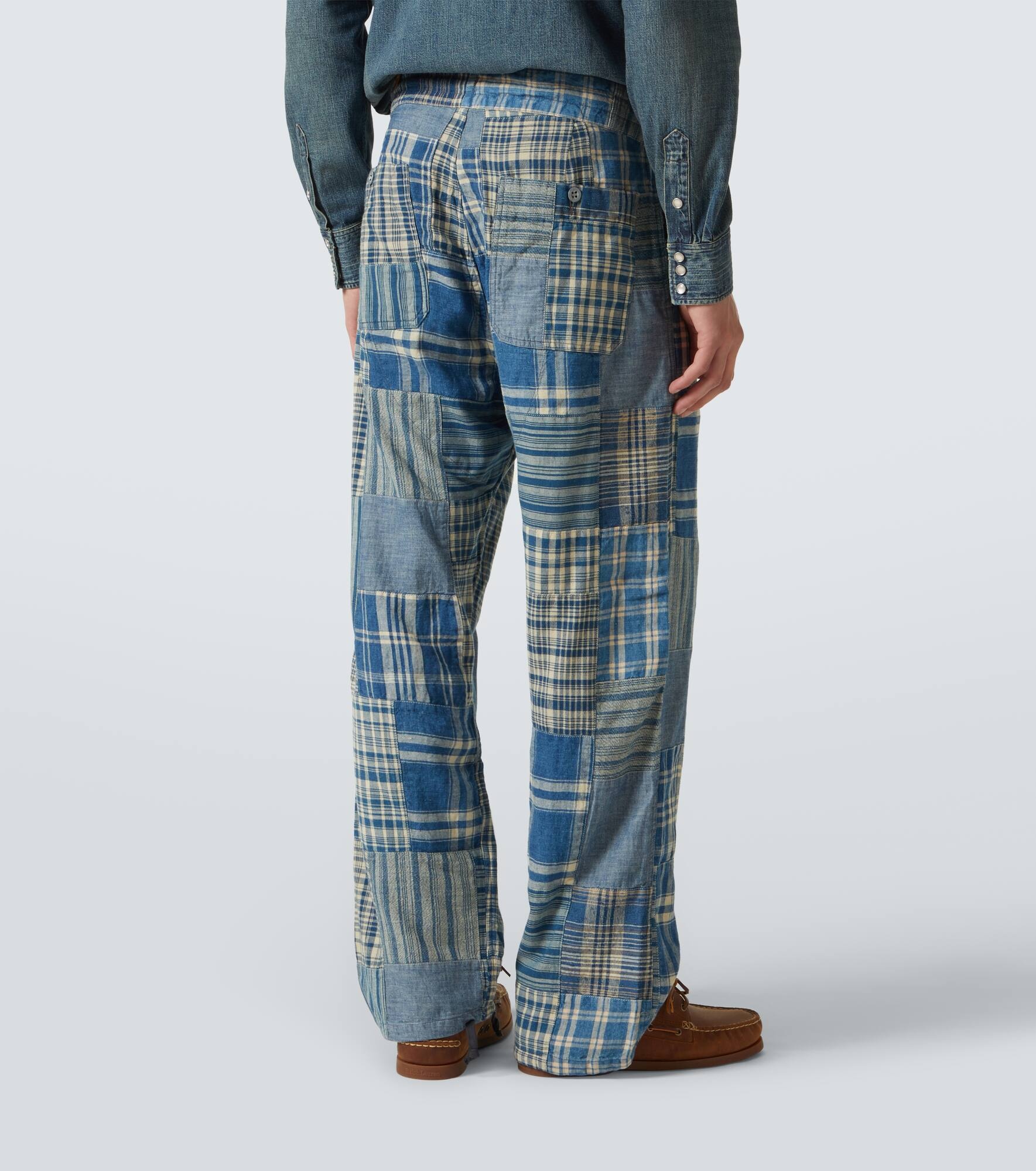 Patchwork cotton and linen pants - 4