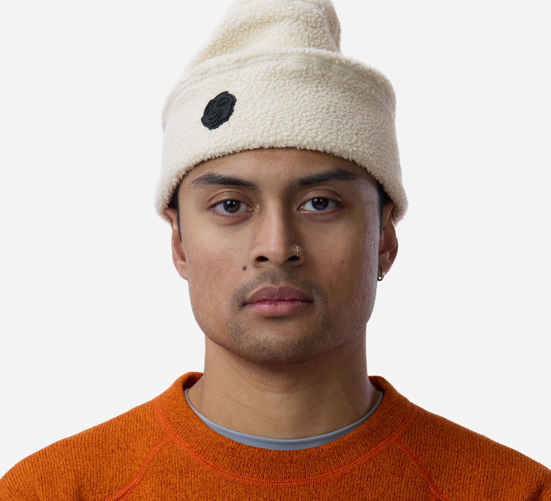 Fleece Patchwork Beanie - Ecru 1