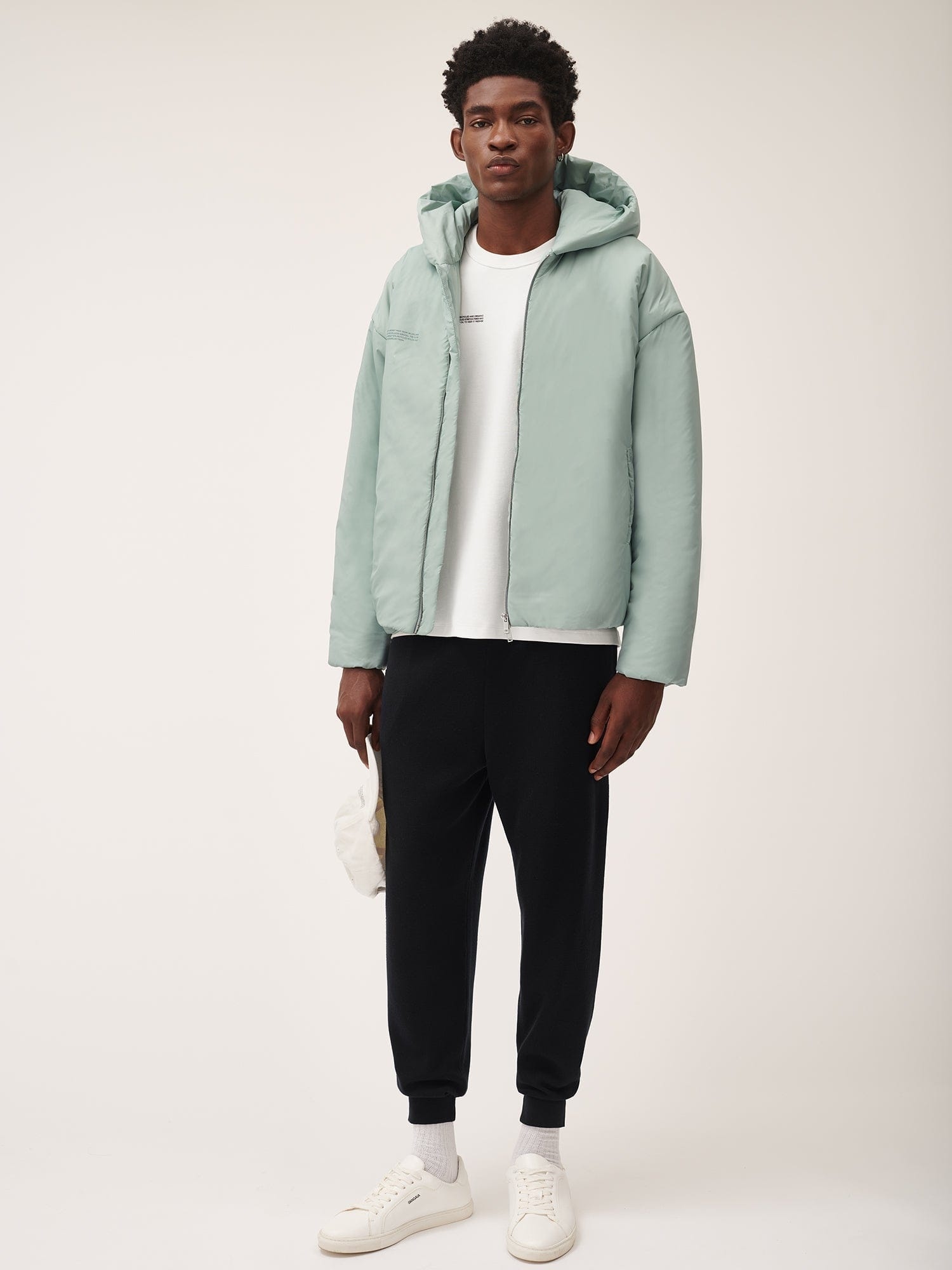 Mens Flower-Warmth Padded Bomber Jacket - Eucalyptus Blue - 4