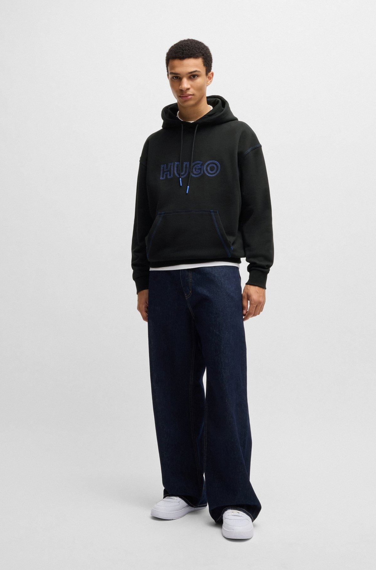 COTTON-TERRY LOOSE-FIT HOODIE WITH STITCHED LOGO - 4