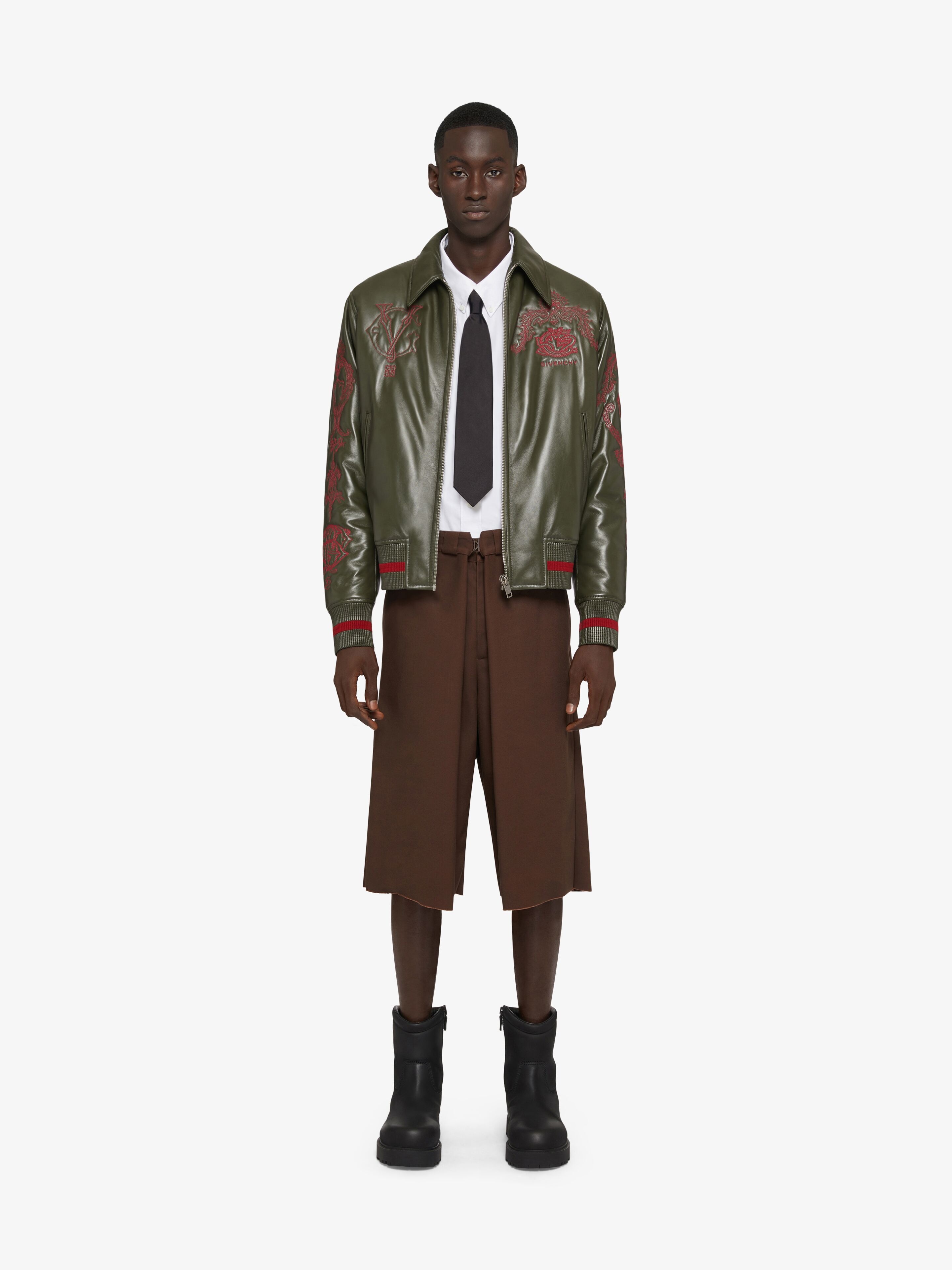 GIVENCHY CREST BOMBER JACKET IN EMBROIDERED LEATHER - 2
