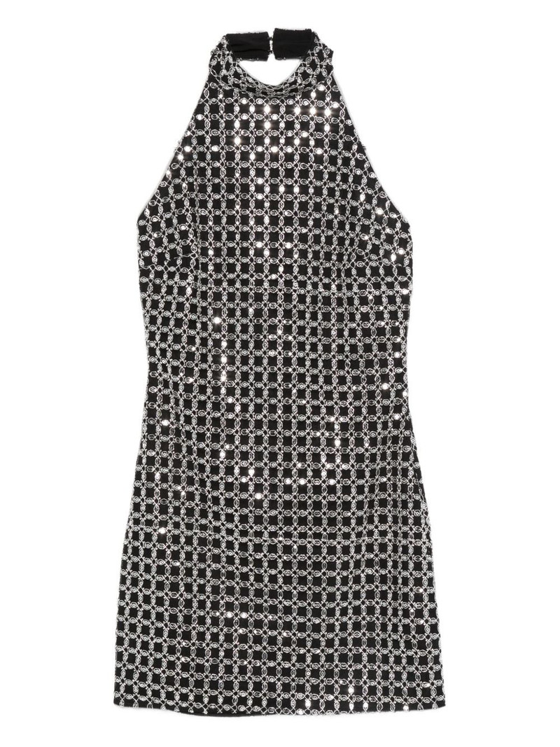 halterneck metallic-embellished dress 1