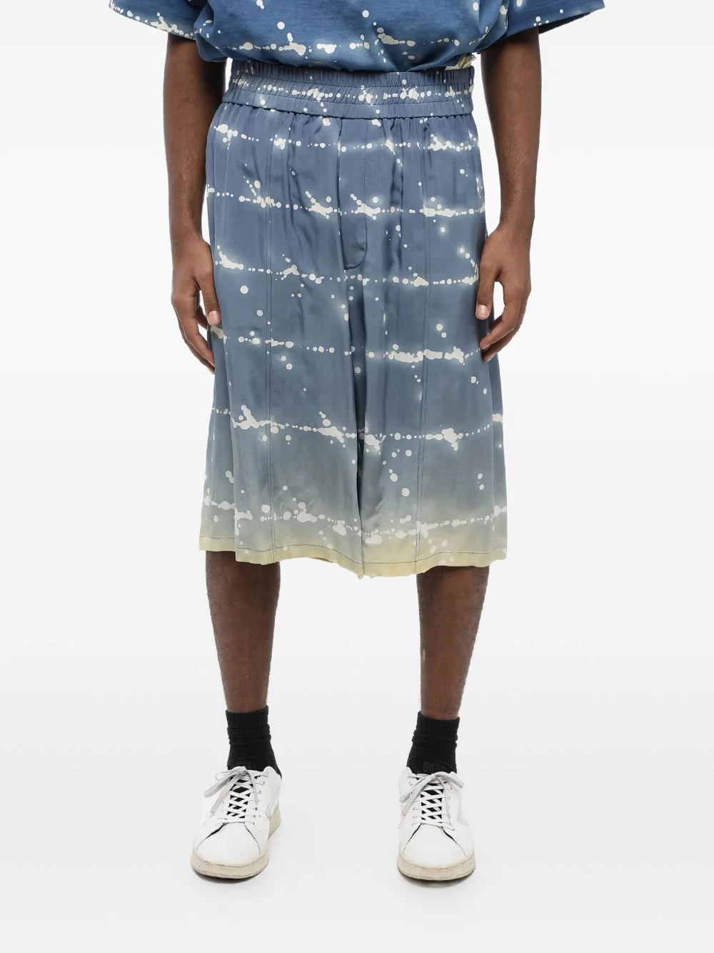 printed elastic-waist shorts - 1