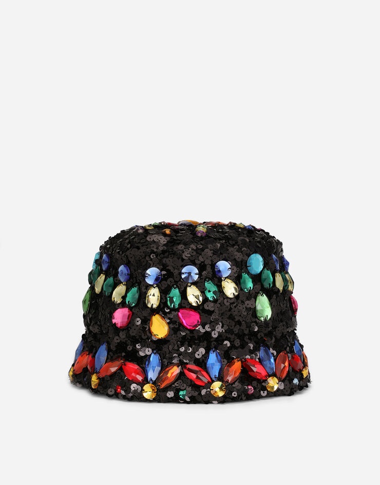 Sequined bucket hat with crystals - 1