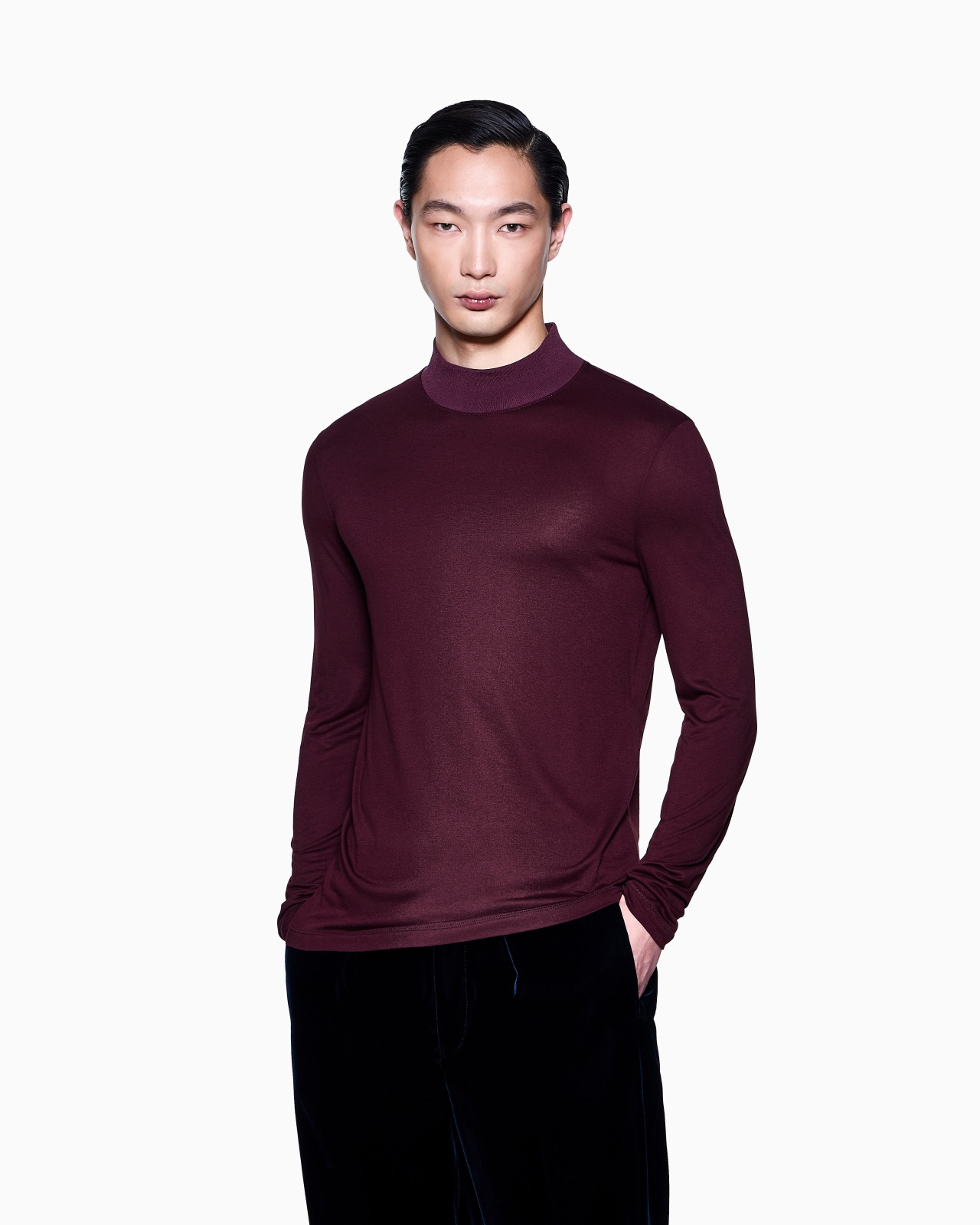 VISCOSE JERSEY MOCK-NECK JUMPER - 4