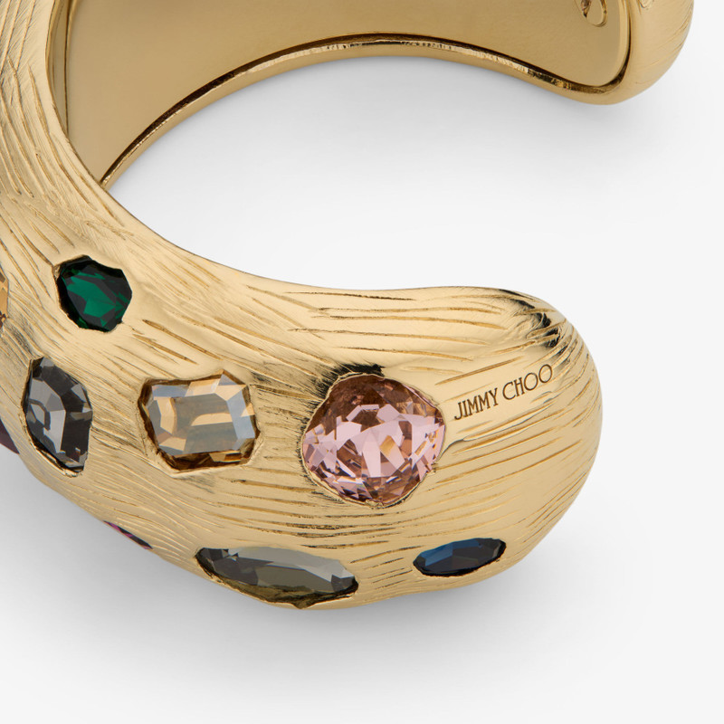 Stones Maxi Bracelet Gold-Finish Metal Maxi Bangle with Multicoloured Crystals 3