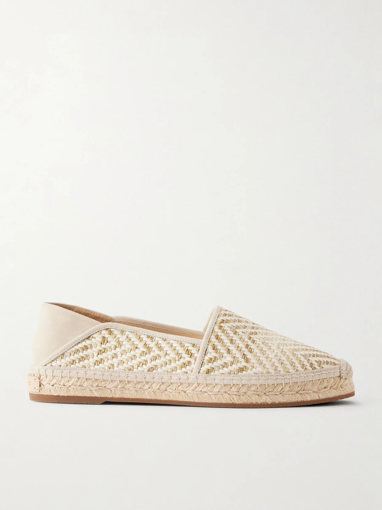Espadra Suede-trimmed Woven Raffia Espadrilles - 1
