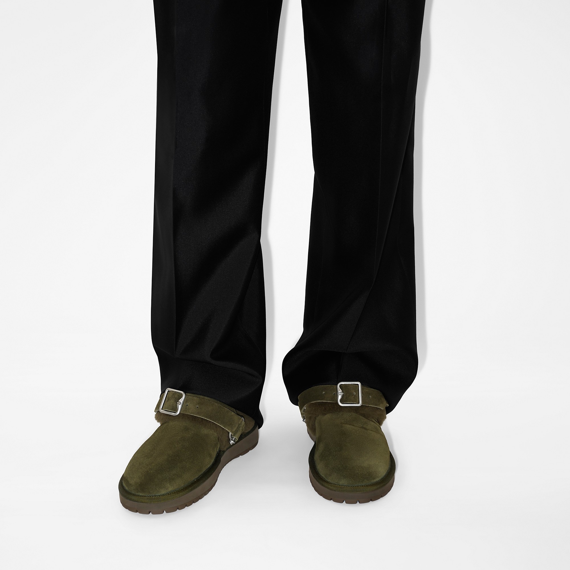 Suede and Shearling Chubby Mules - 7