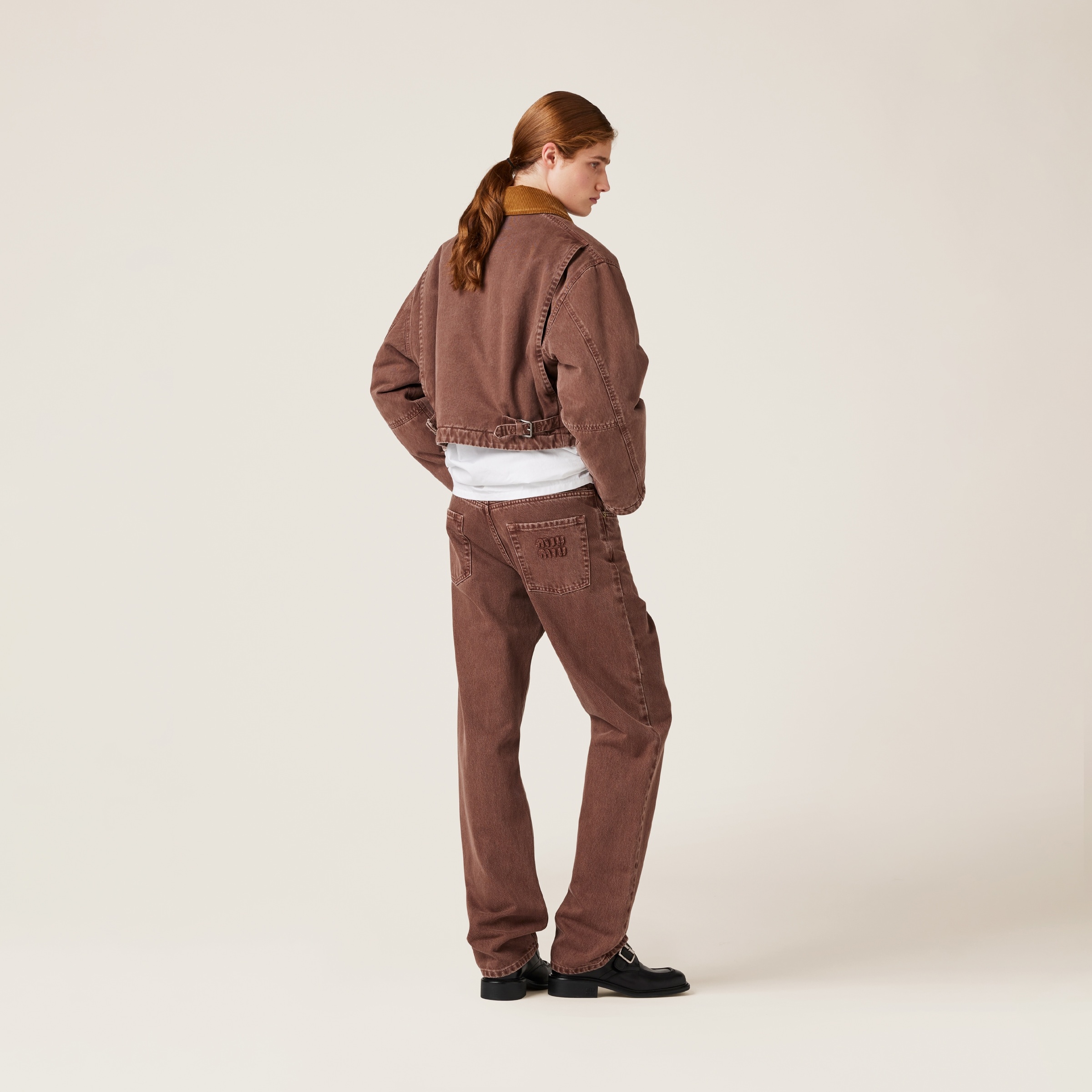 Gabardine blouson jacket with velvet collar - 3