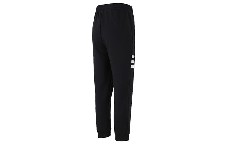 Men's adidas neo Sw 3s Tp Stripe Webbing Knit Bundle Feet Sports Pants/Trousers/Joggers Black H57432 - 2