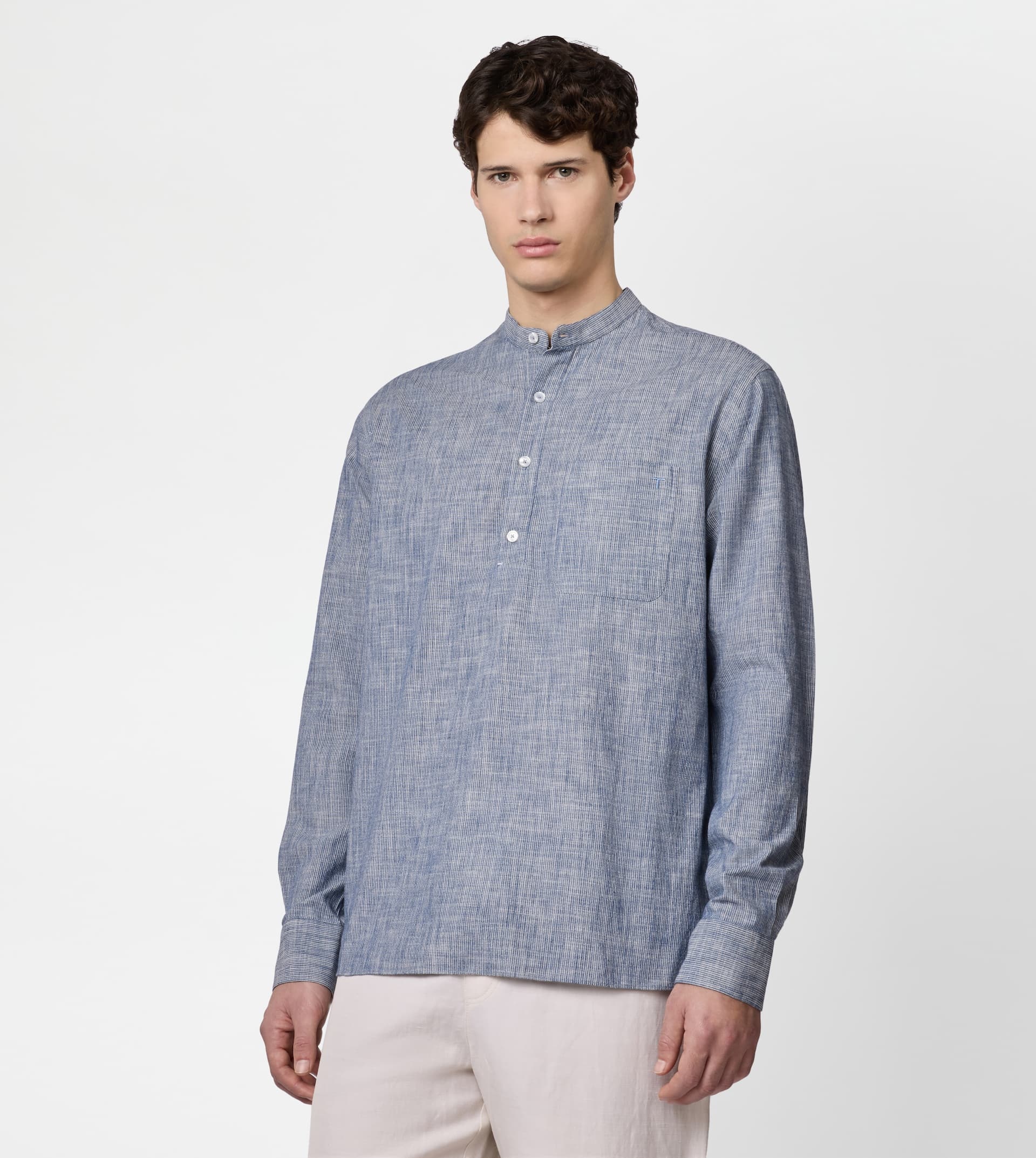 SHIRT IN COTTON - BLUE - 3