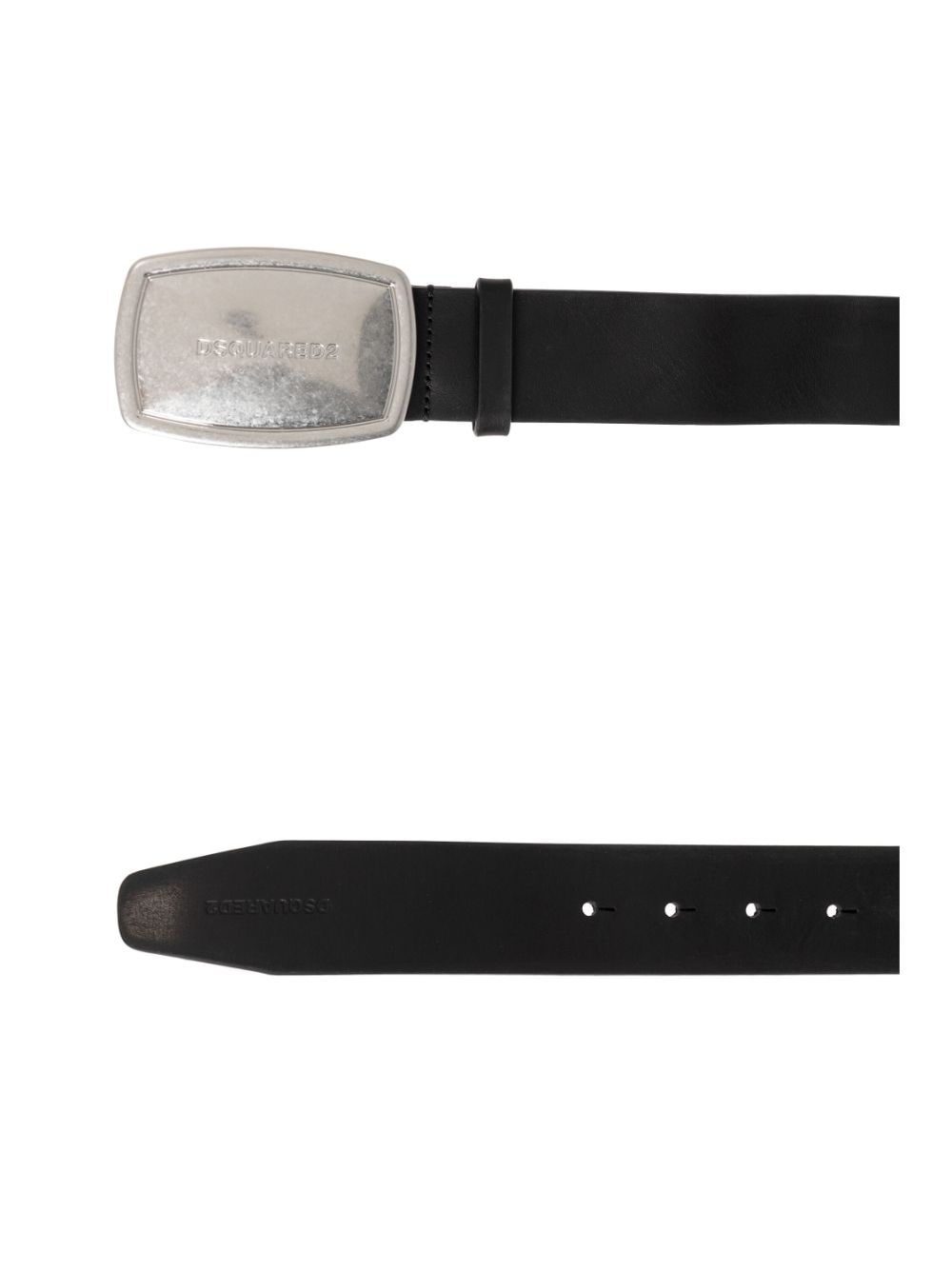 logo-engraved leather belt - 4