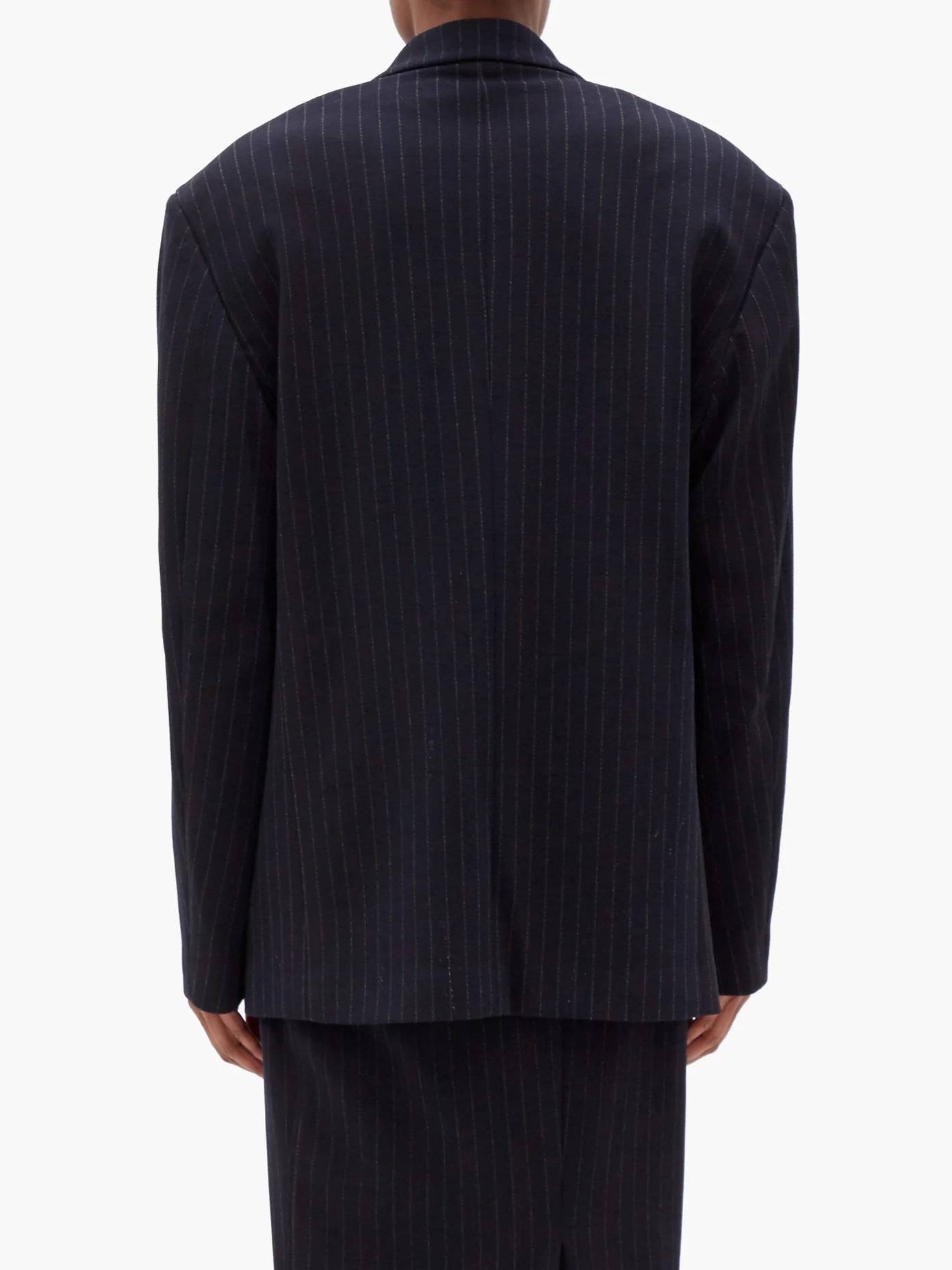 Double-breasted pinstriped twill blazer - 5