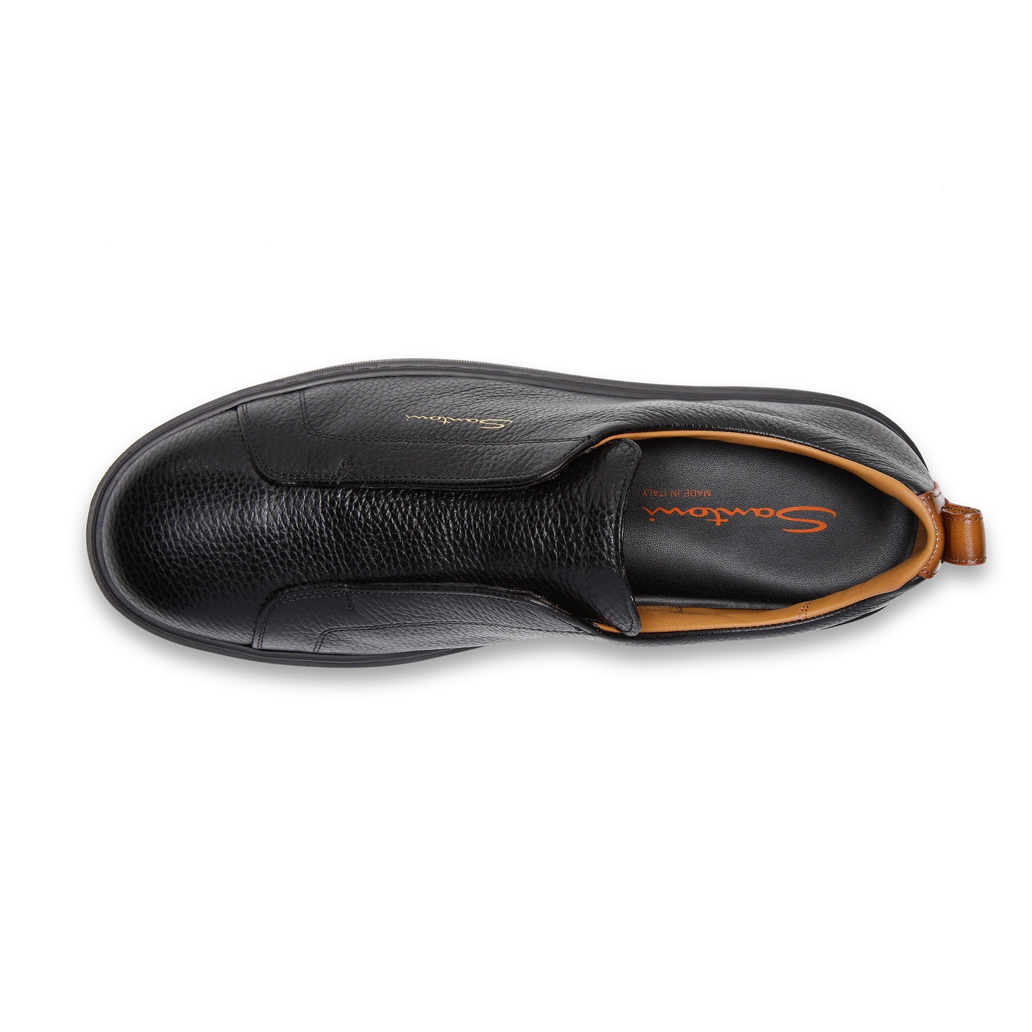 Men's black tumbled leather slip-on sneaker - 5