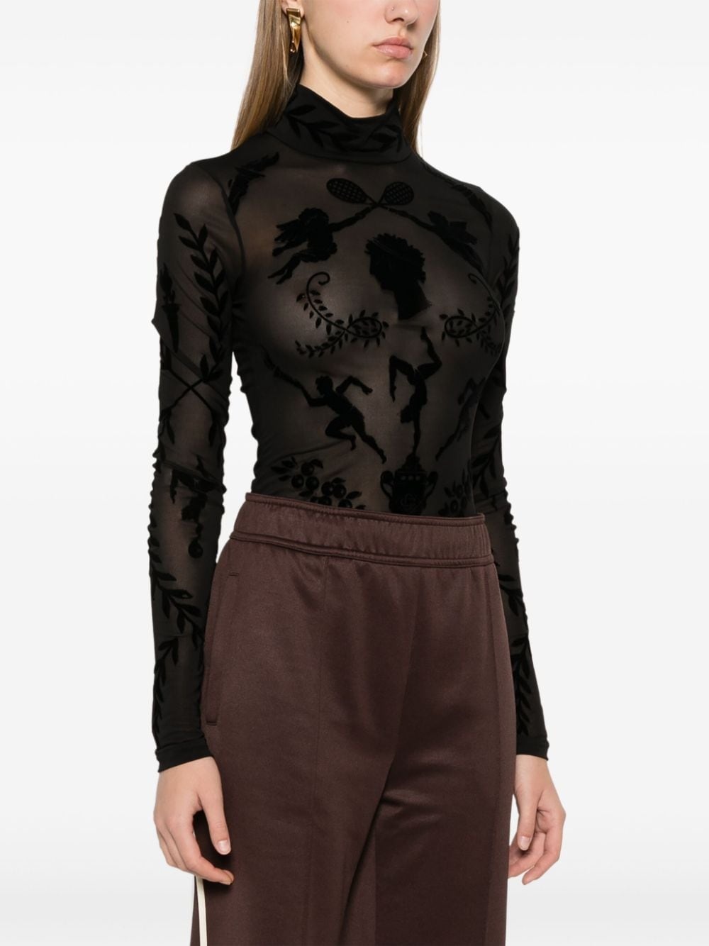 devoré-effect bodysuit - 3