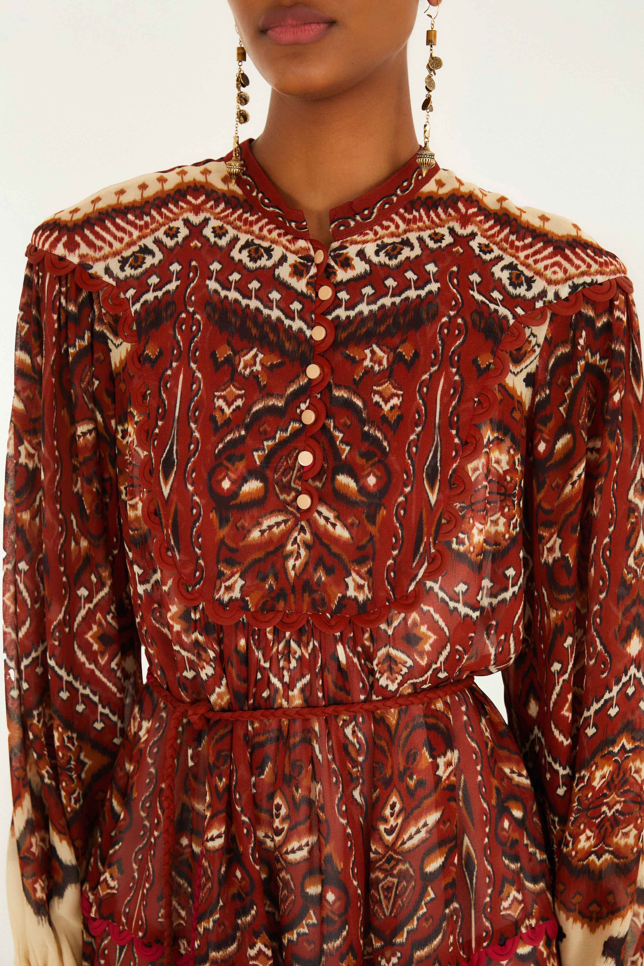 Sand Ainika Pineapple Tapestry Long Sleeve Mini Dress - 3