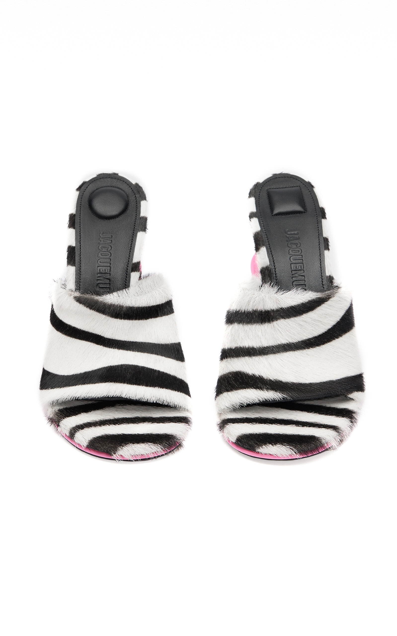 JACQUEMUS Les Doubles Stacked Zebra-Print Calf Hair Mules animal