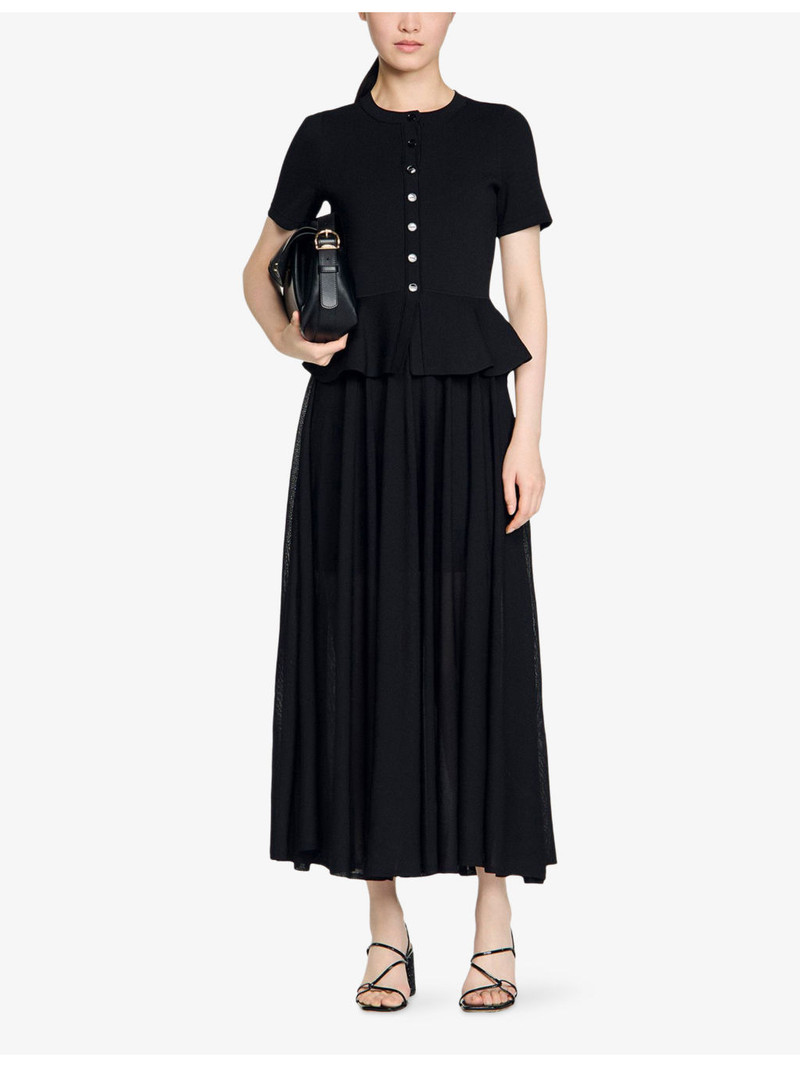 Sandro Peplum Short-Sleeved knitted Maxi Dress outlook