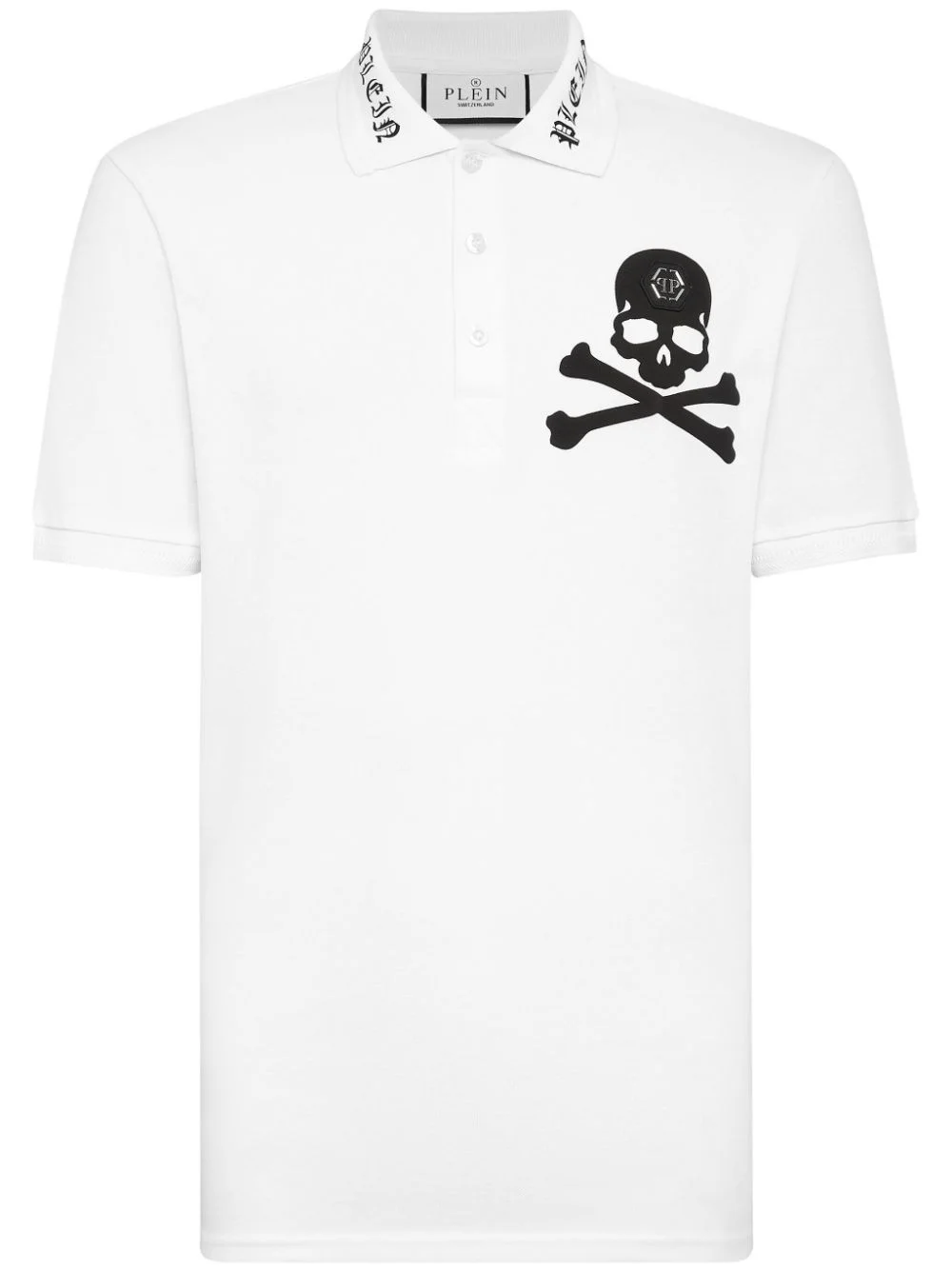 skull-print cotton polo shirt - 1