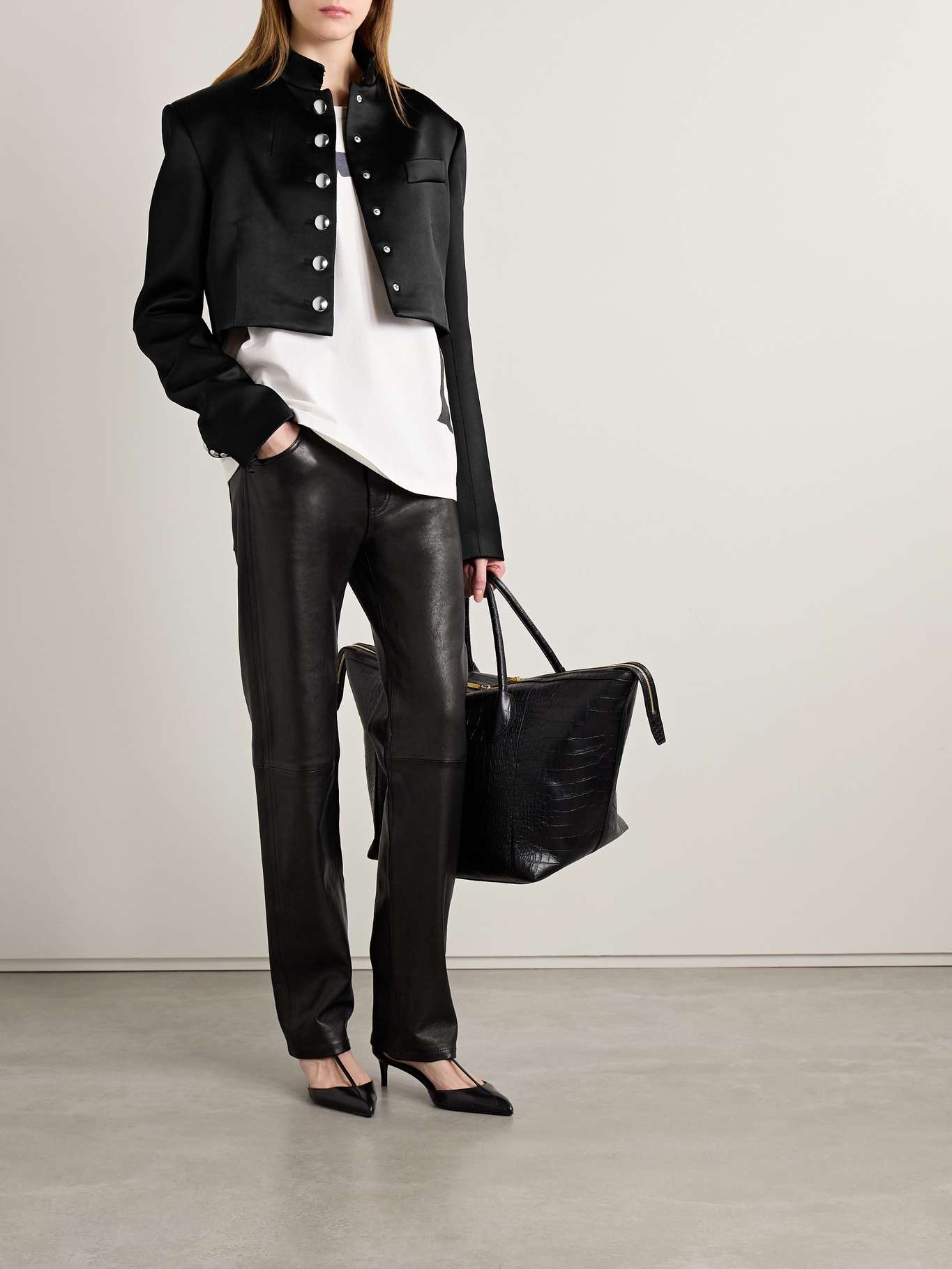 Emmet leather straight-leg pants Black - 2