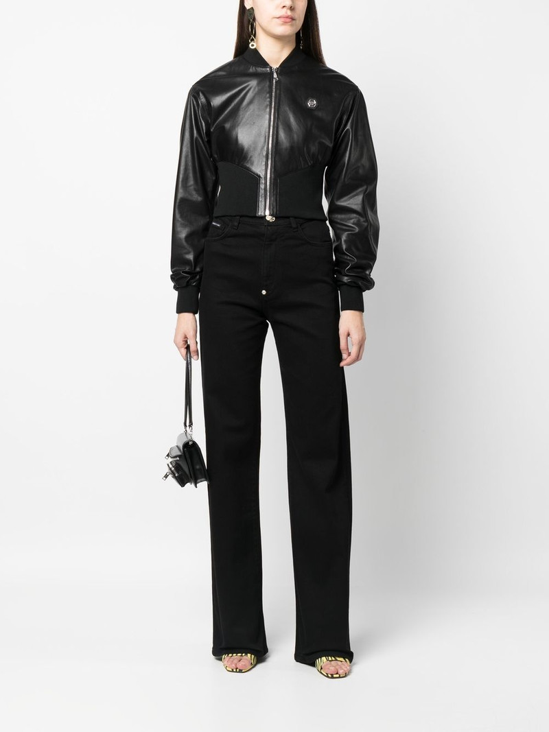 PHILIPP PLEIN leather bomber jacket outlook