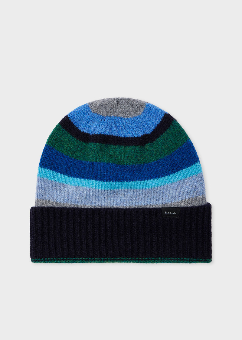 Paul Smith Dark Blue 'Seasonal Stripe' Beanie and Scarf Set outlook