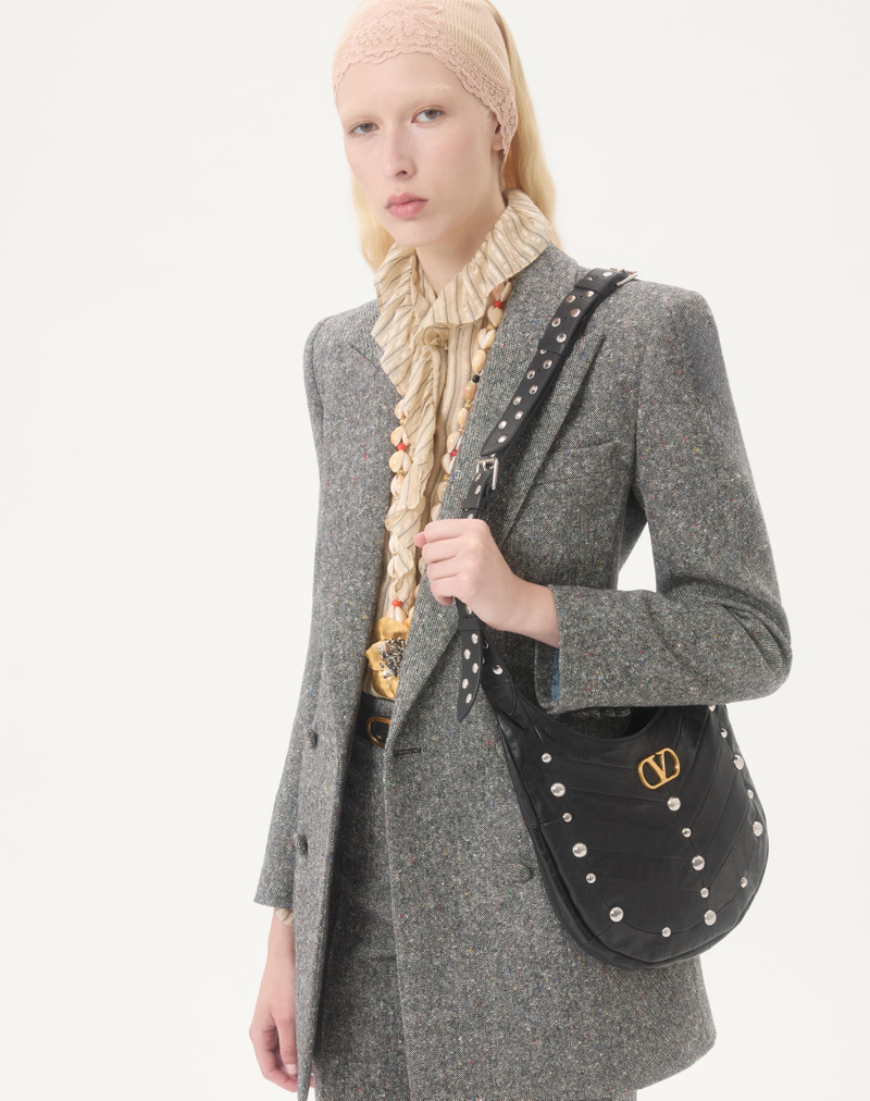 VALENTINO GARAVANI HOBOHO SMALL NAPPA LEATHER HOBO BAG WITH CHEVRON PATTERN AND STUDS 7