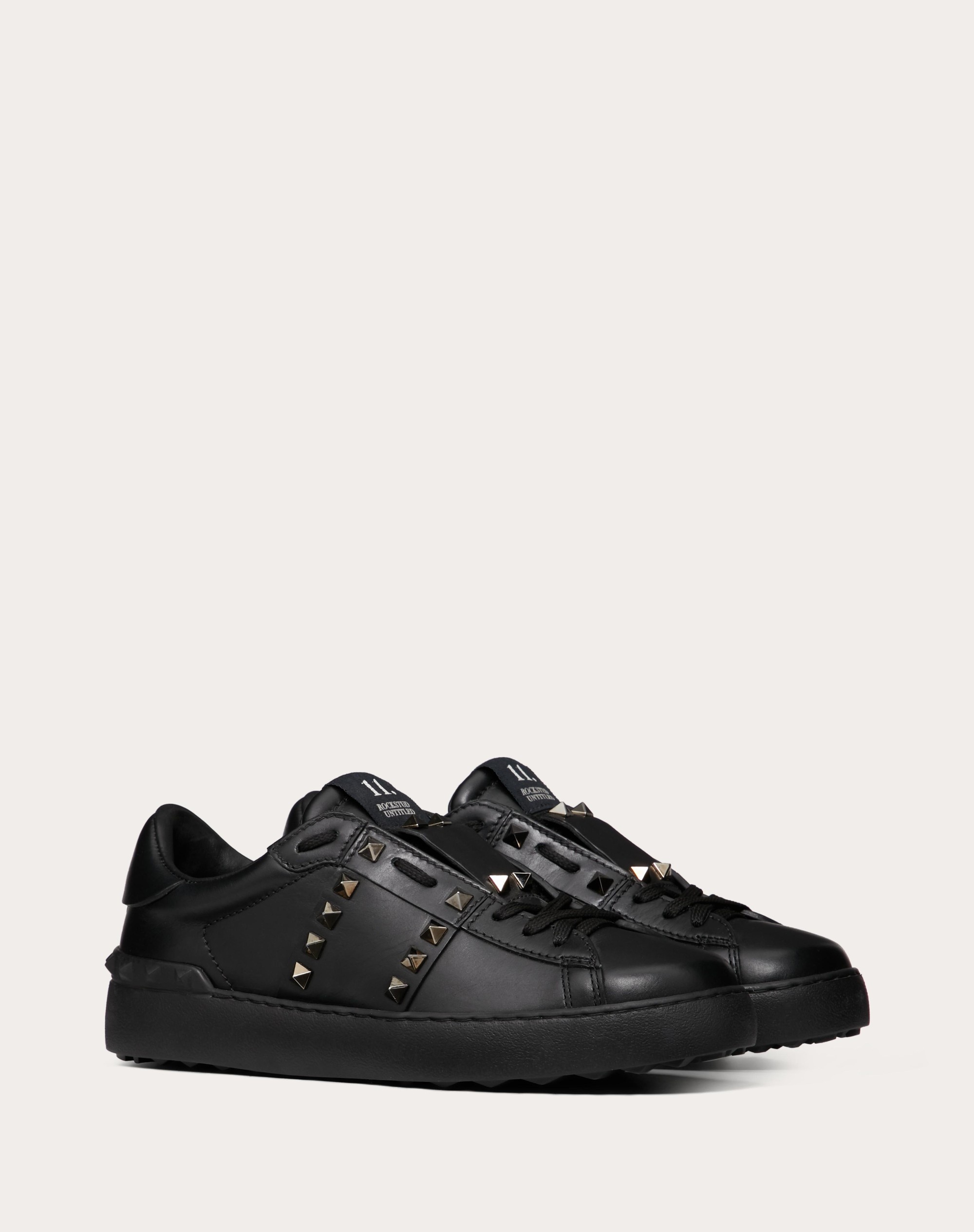 ROCKSTUD UNTITLED NOIR CALFSKIN LEATHER SNEAKER - 2