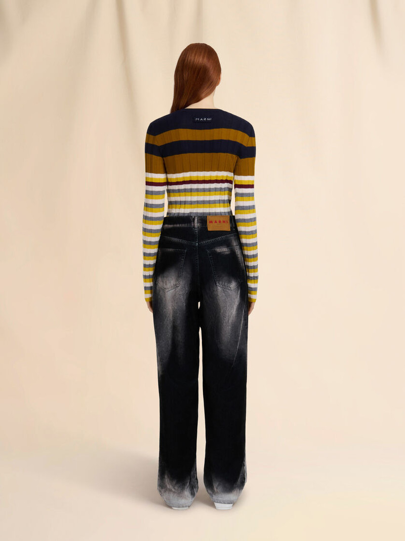 BLACK FLOCKED DENIM JEANS 3