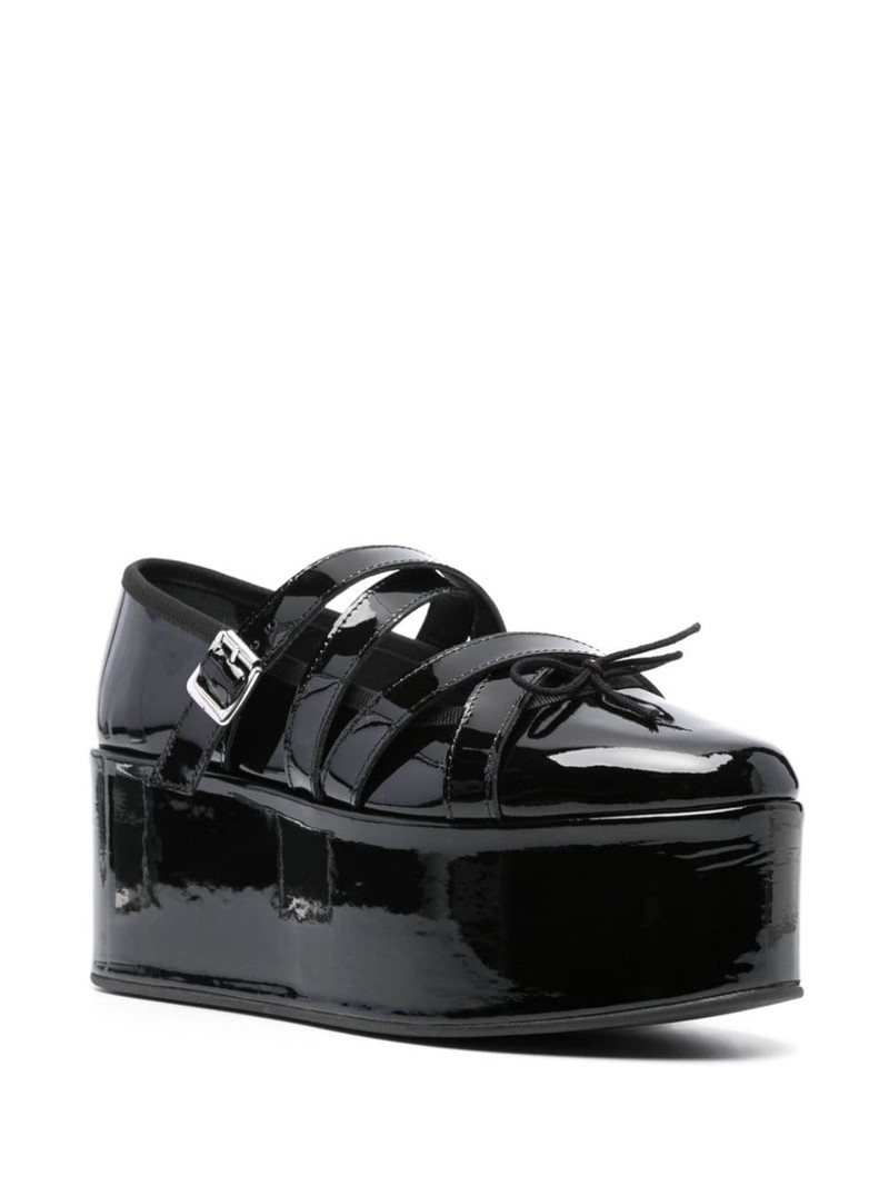 Noir Kei Ninomiya crossover-strap 70mm platform shoes outlook