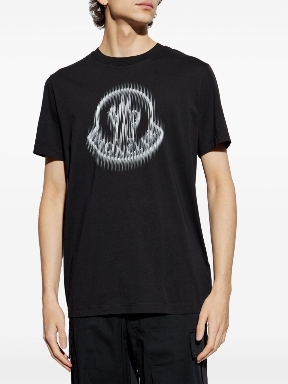 blurred-logo cotton T-shirt - 2