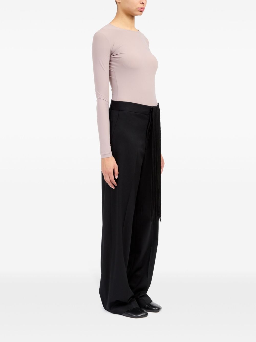 fringe-detailing flared trousers - 3