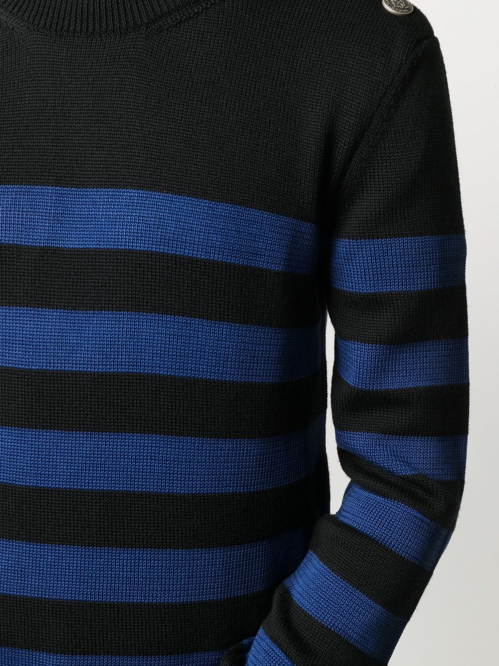 embossed buttons striped jumper - 5