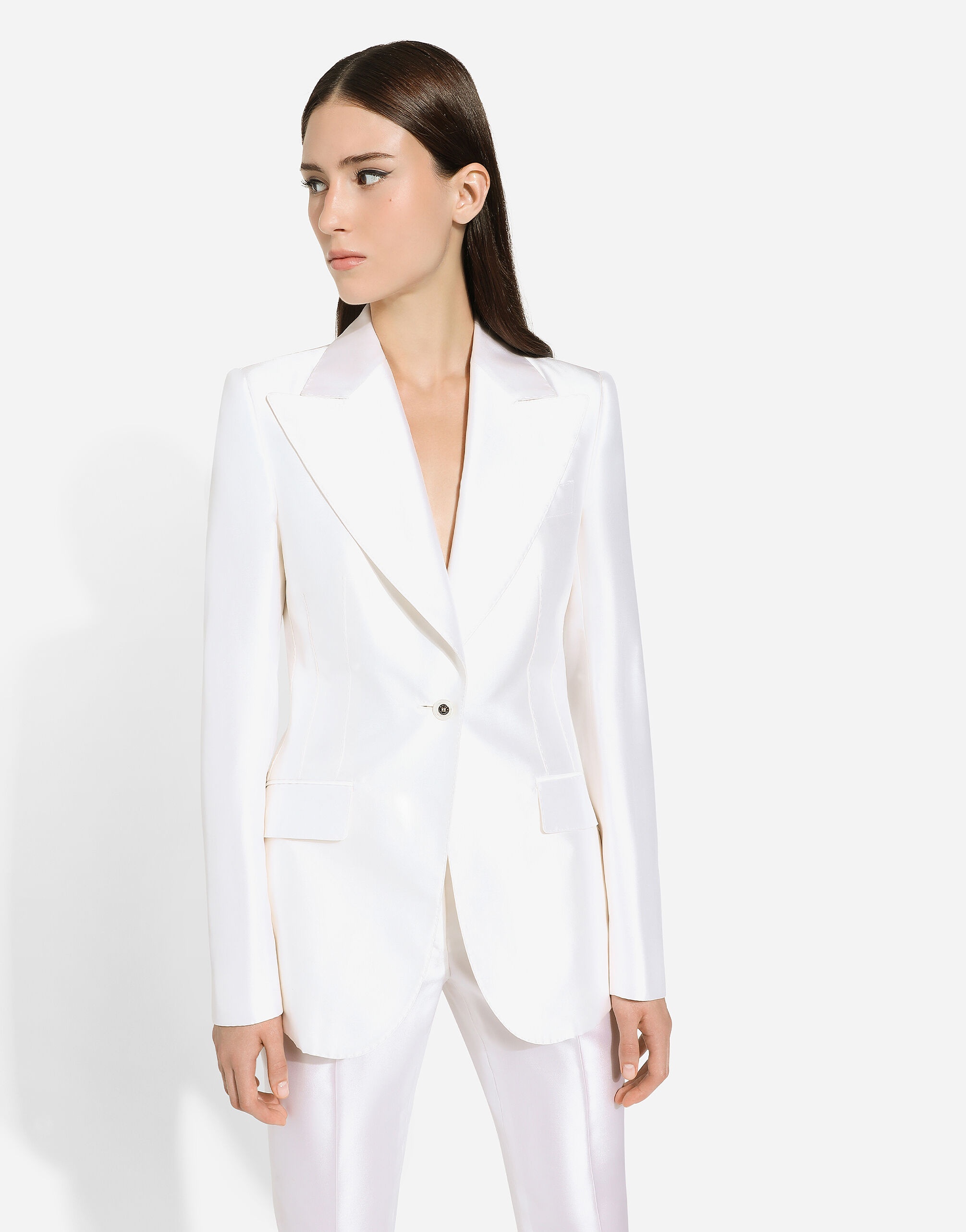 Single-breasted Mikado silk Turlington jacket - 4